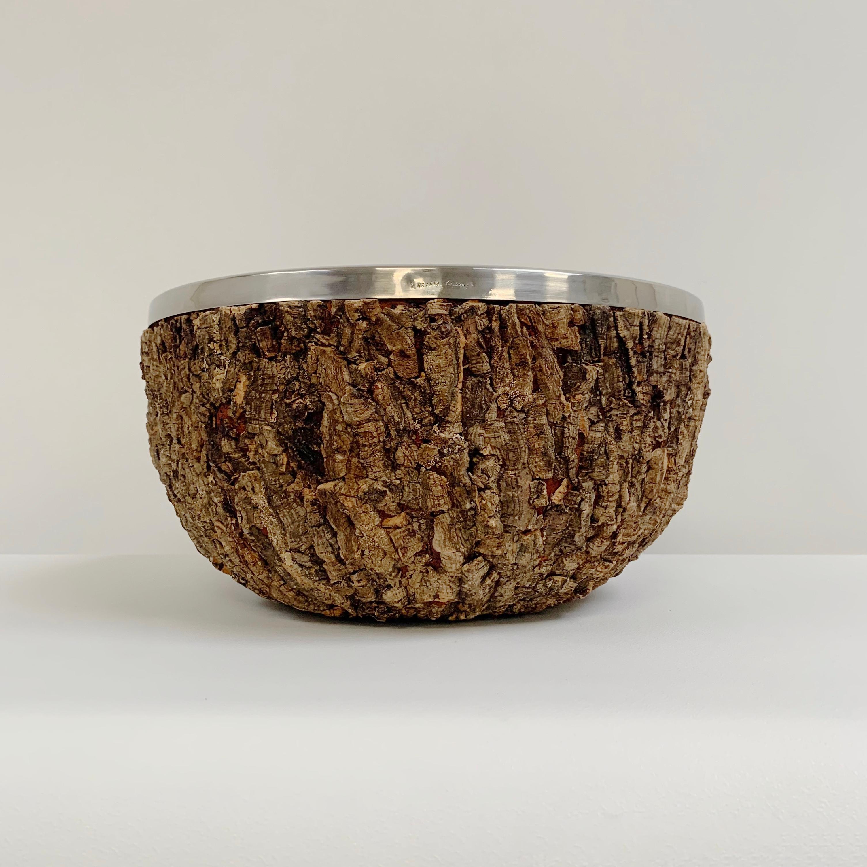 Gabrielle Crespi Signed Large Cork Bowl, circa 1974, Italy. For Sale 4