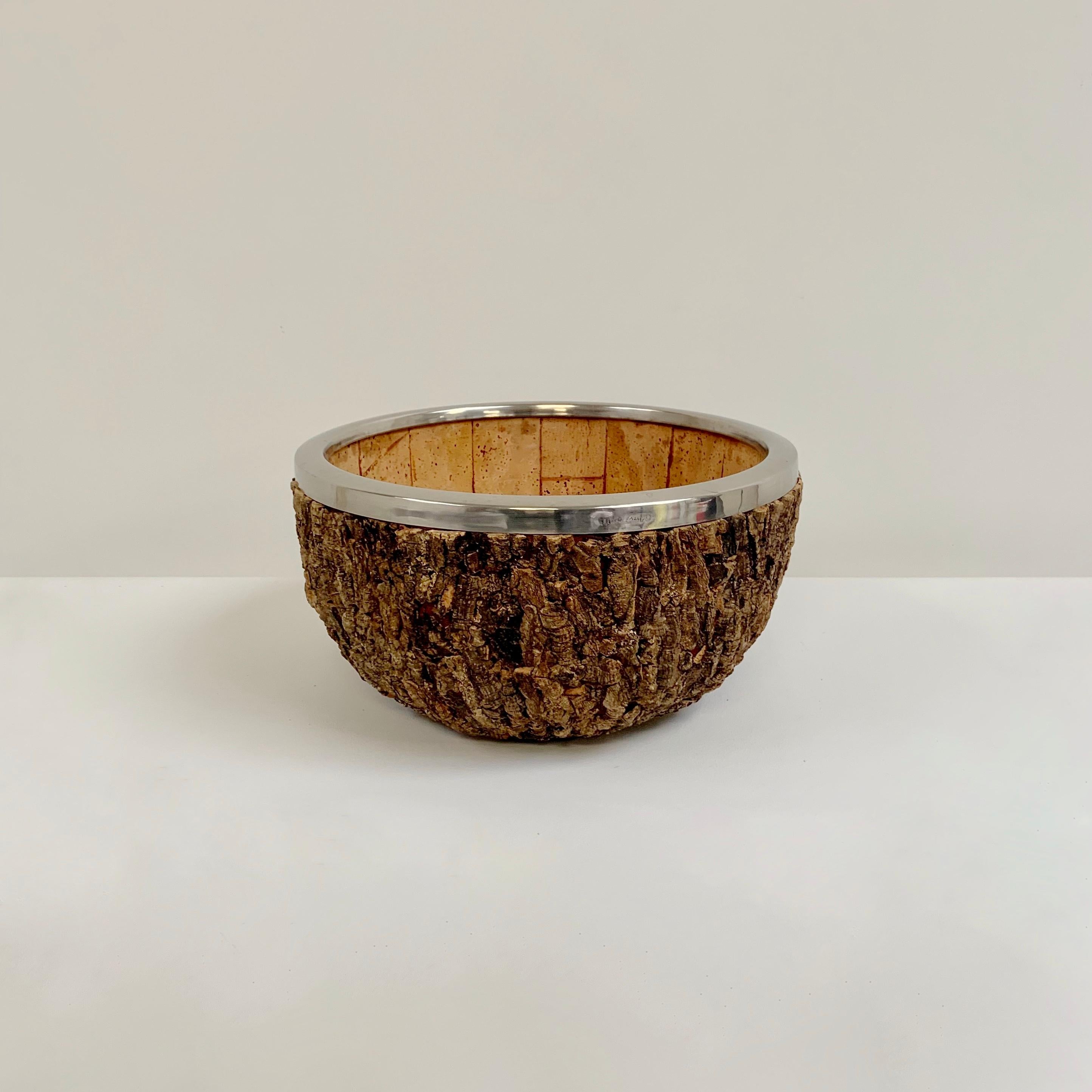 Gabrielle Crespi Signed Large Cork Bowl, circa 1974, Italy. For Sale 11