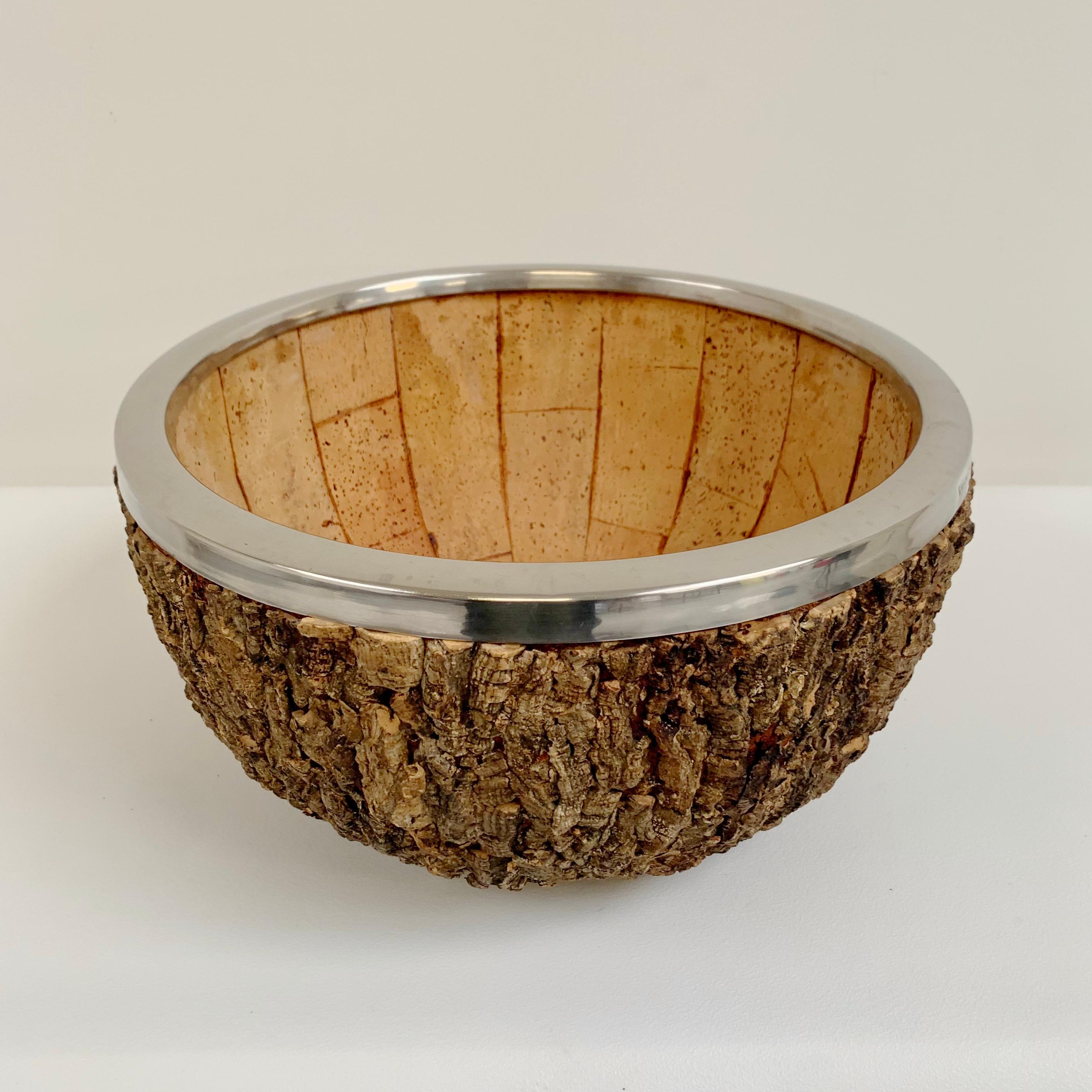 Gabrielle Crespi Signed Large Cork Bowl, circa 1974, Italy. In Good Condition For Sale In Brussels, BE
