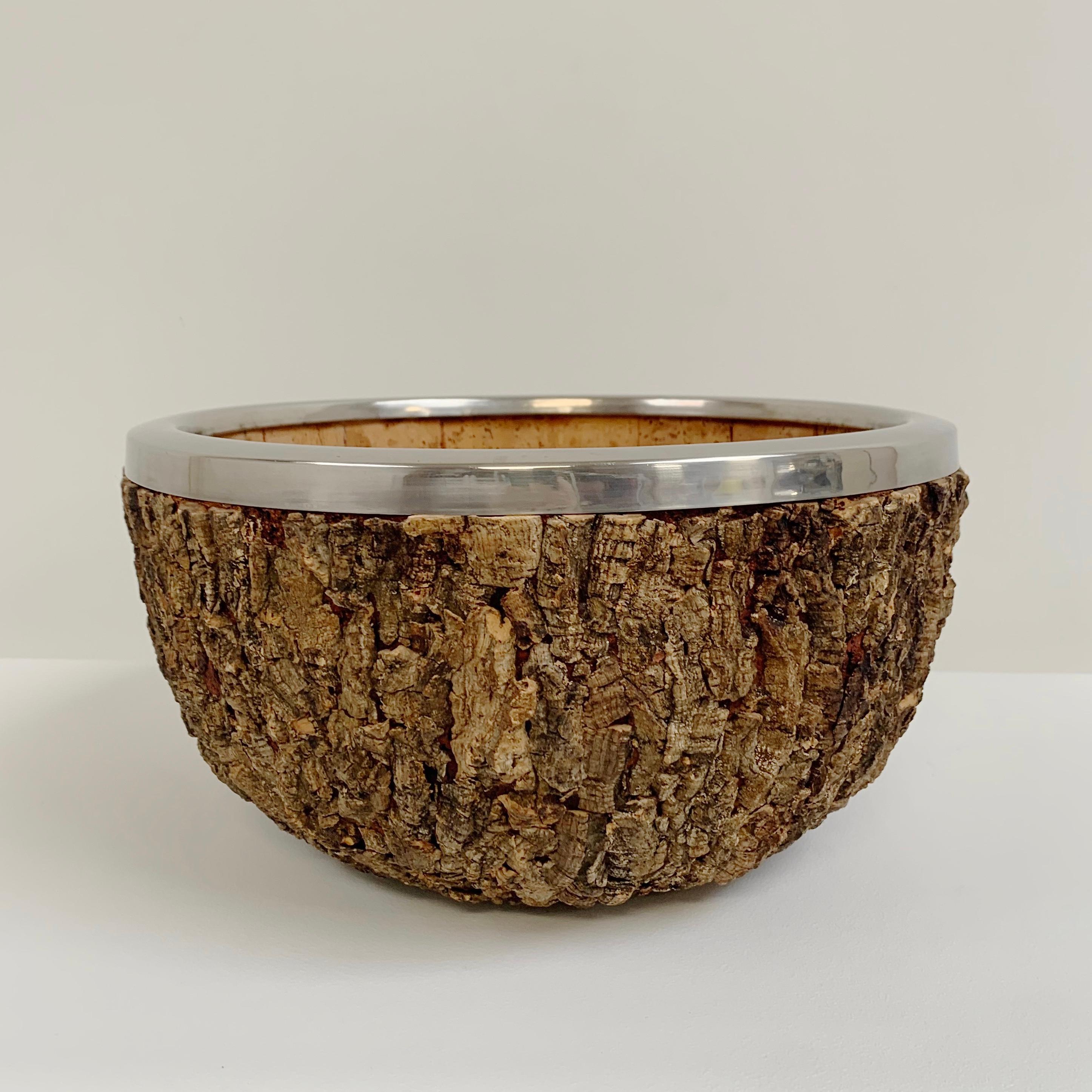 Late 20th Century Gabrielle Crespi Signed Large Cork Bowl, circa 1974, Italy. For Sale