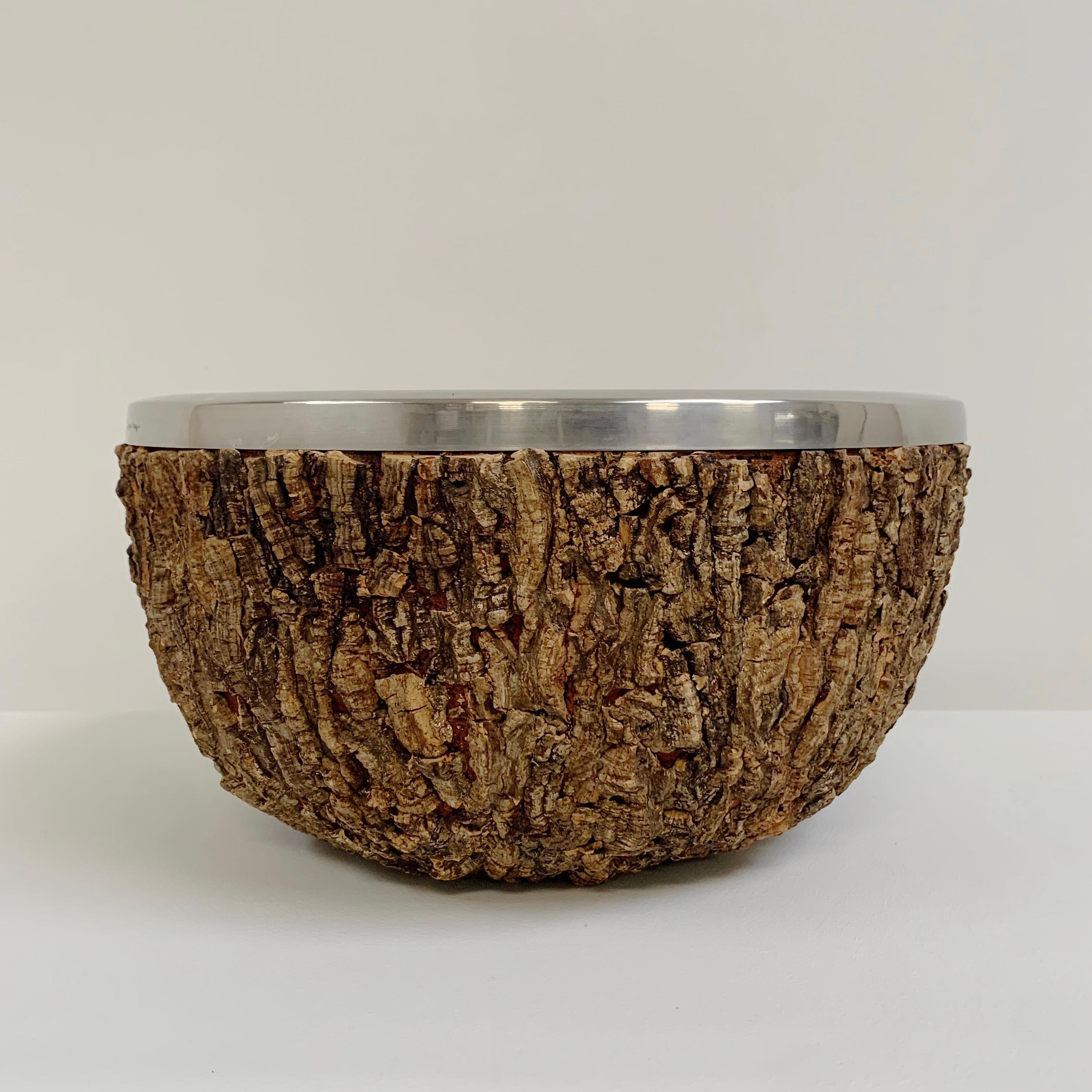 Gabrielle Crespi Signed Large Cork Bowl, circa 1974, Italy. For Sale 2