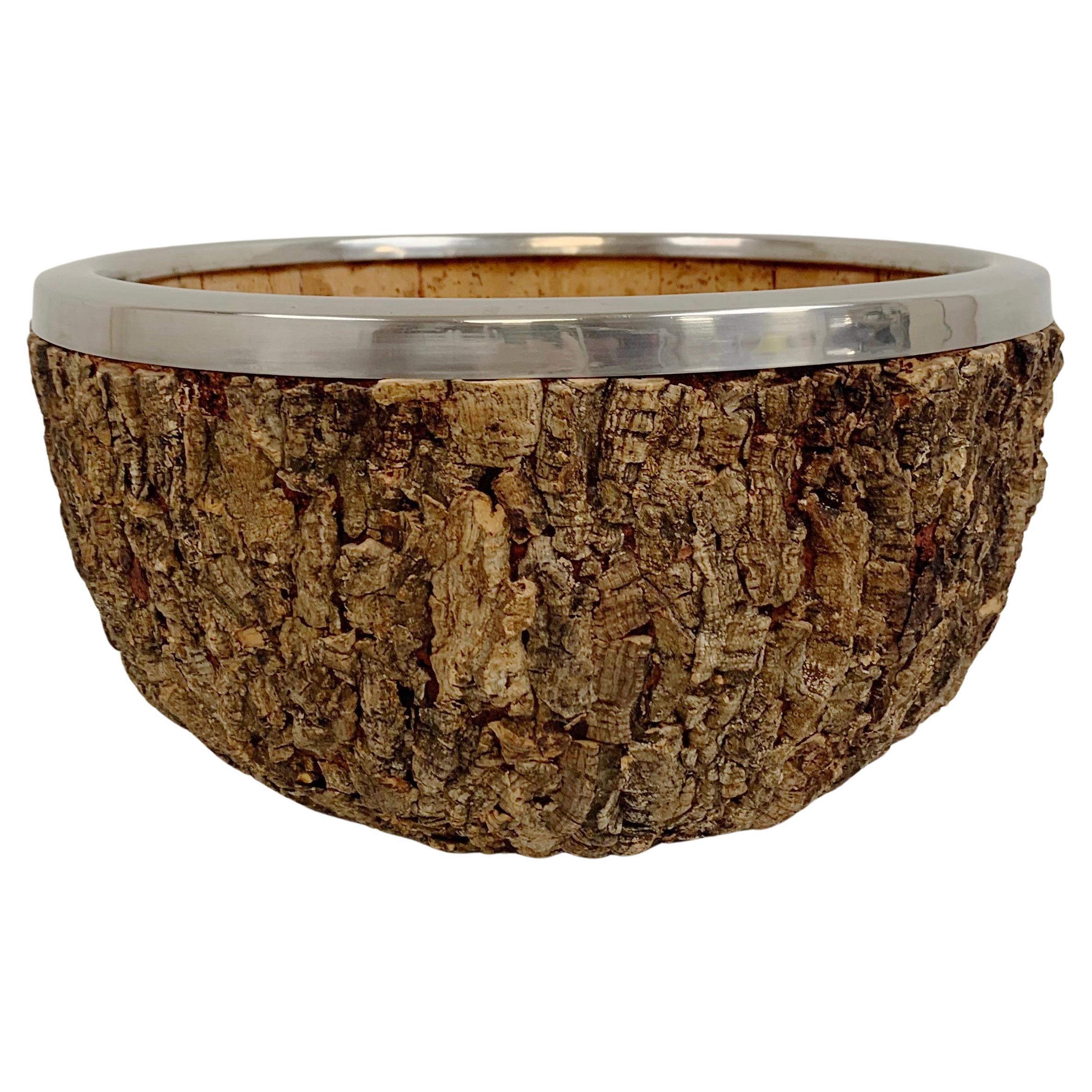Gabrielle Crespi Signed Large Cork Bowl, circa 1974, Italy. For Sale