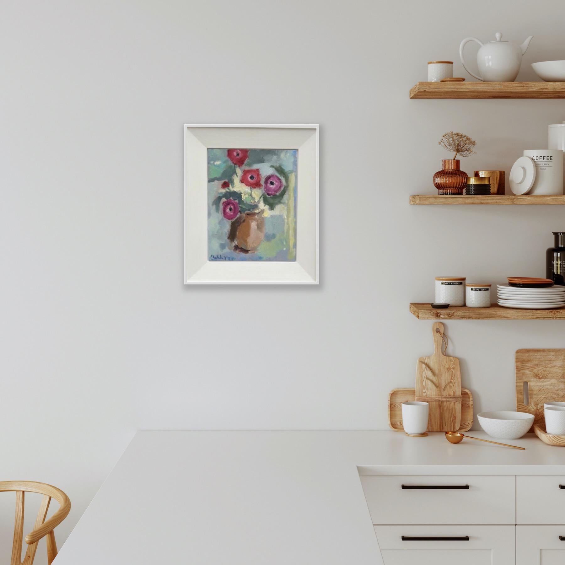 Anemones in a terracotta jug, Original painting, Interior art, Flowers For Sale 6