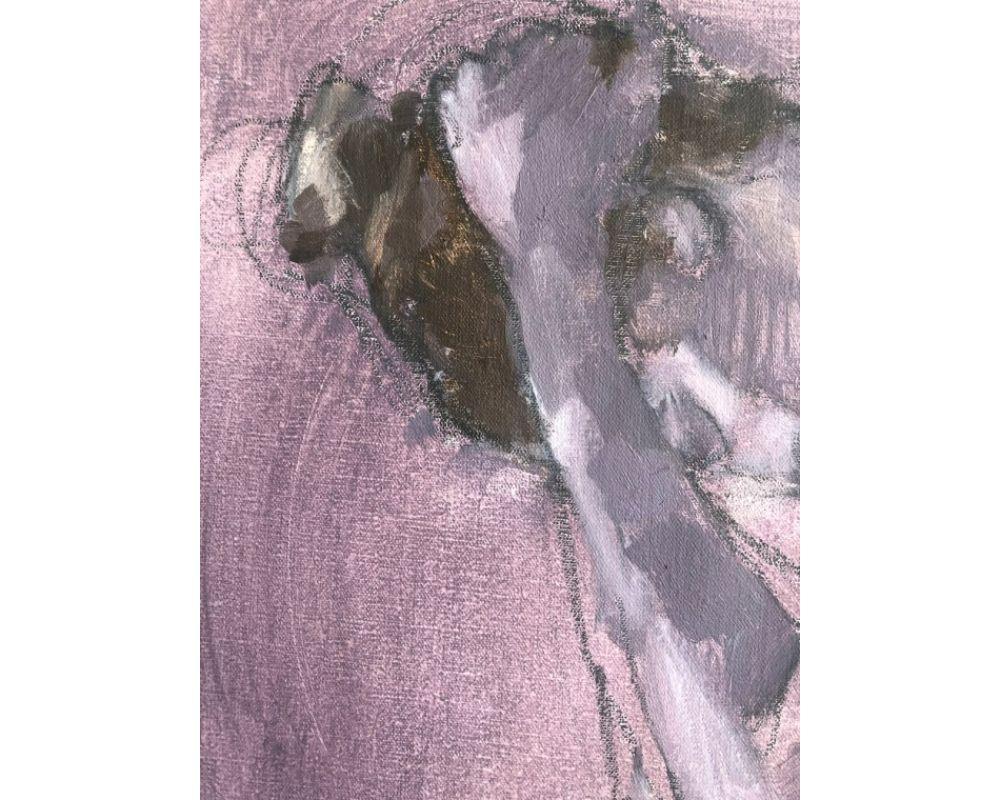 Nude in Damson with Oil on Linen, Painting by Gabrielle Moulding For Sale 3