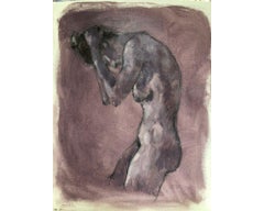 Akt in Damson mit Öl auf Leinen, Gemälde von Gabrielle Moulding