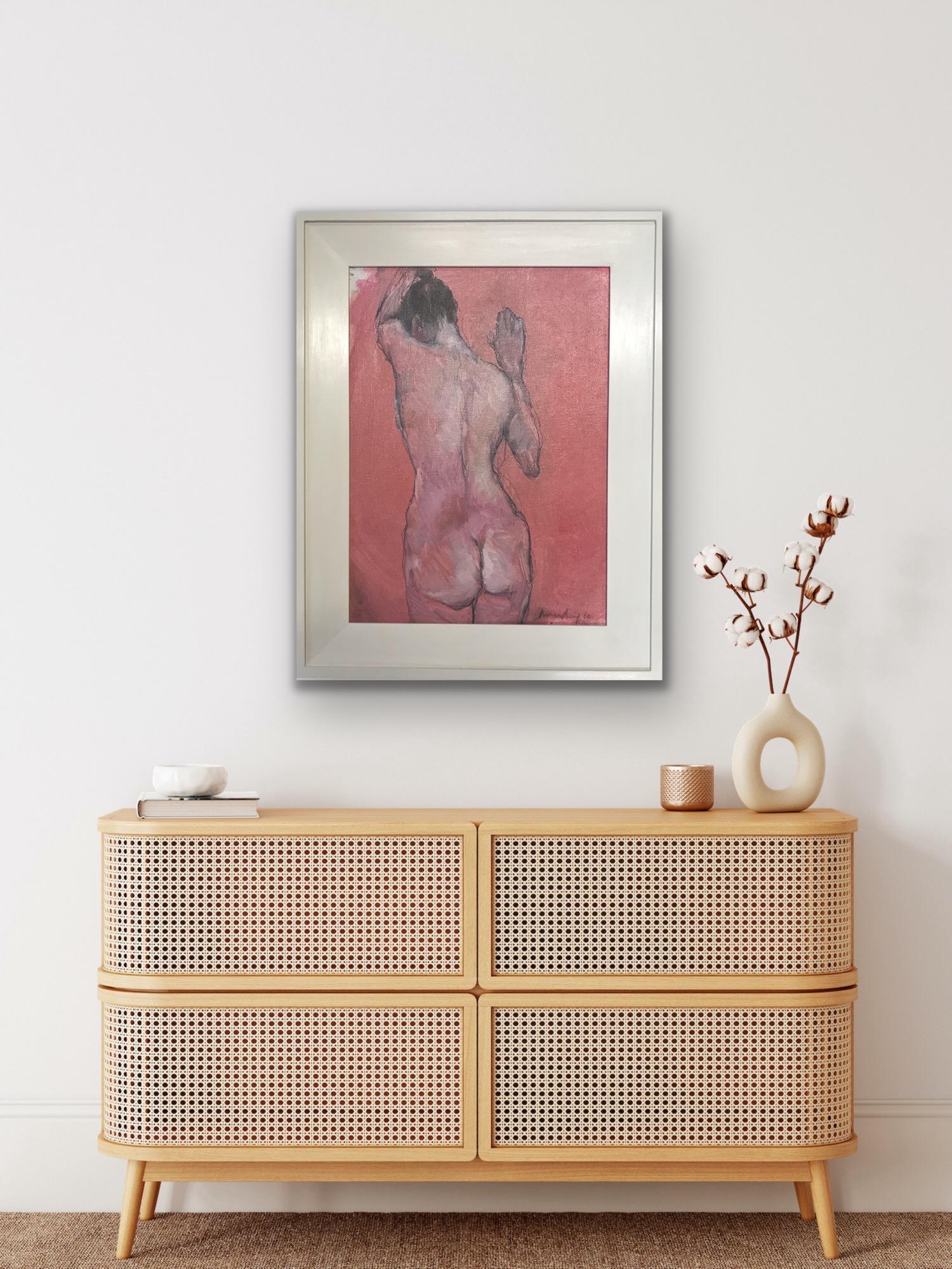 Nude in Rose, Original Painting, Nude, Female, Pink For Sale 5