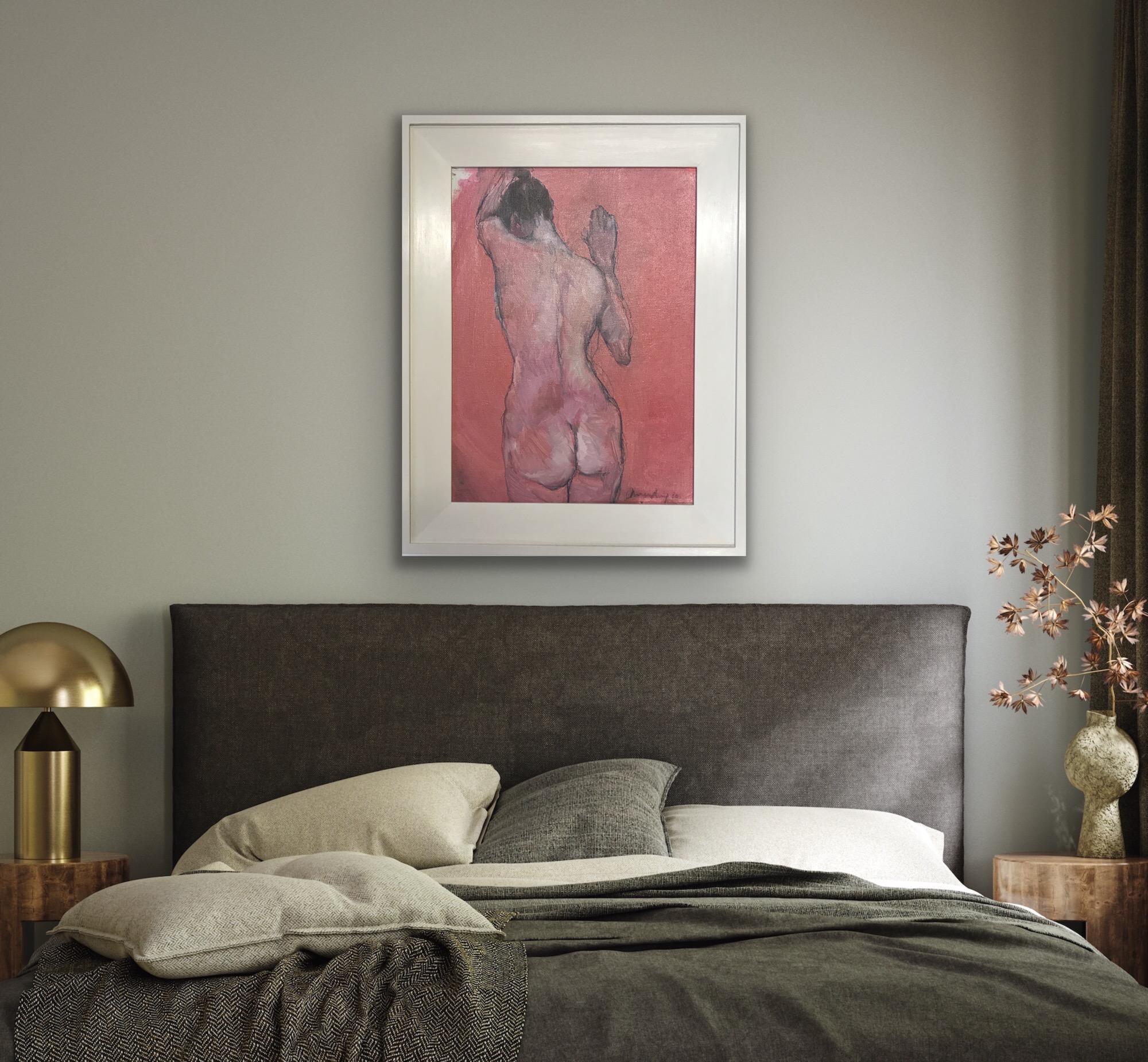 Nude in Rose, Original Painting, Nude, Female, Pink For Sale 6