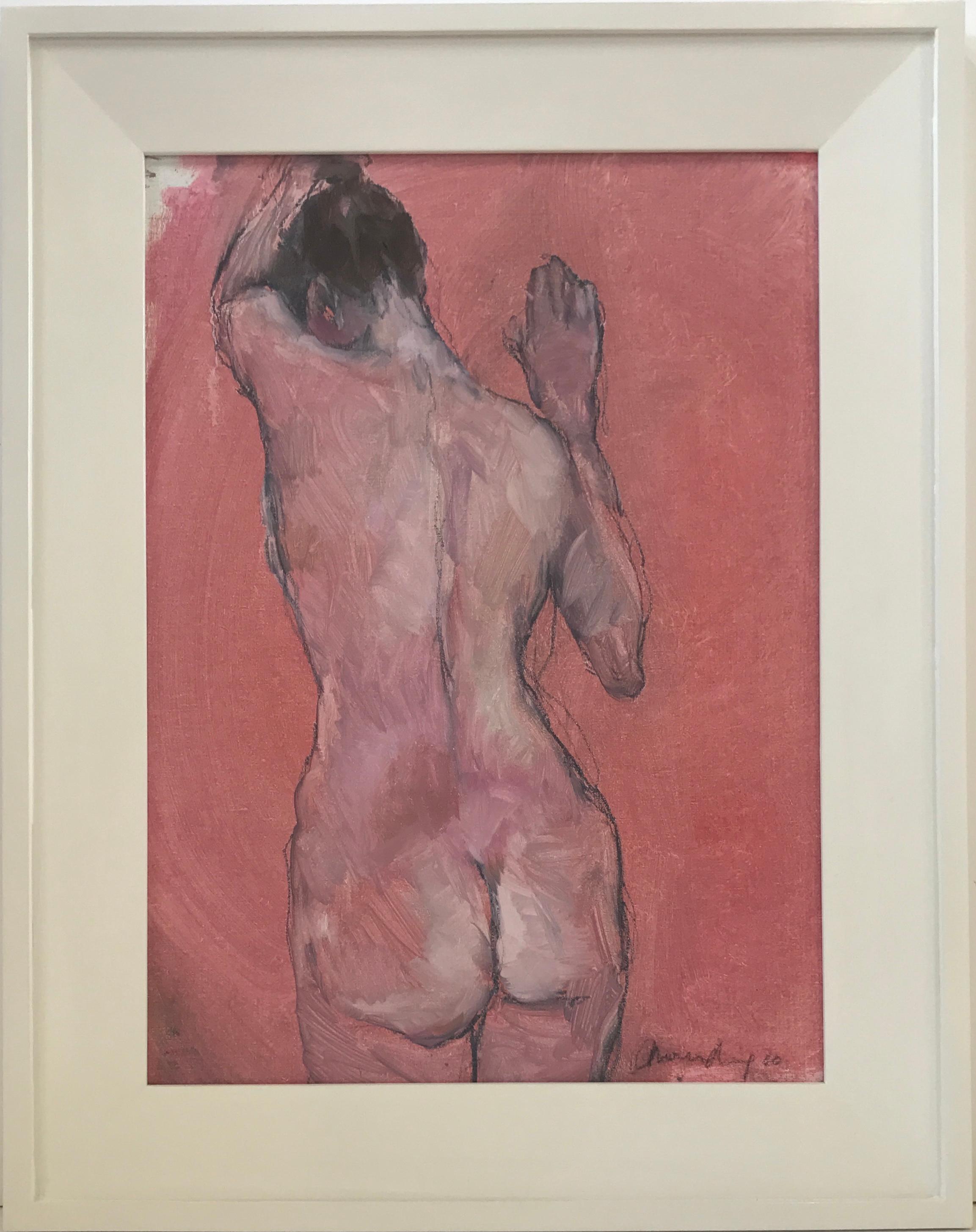 Gabrielle Moulding Abstract Painting - Nude in Rose, Original Painting, Nude, Female, Pink