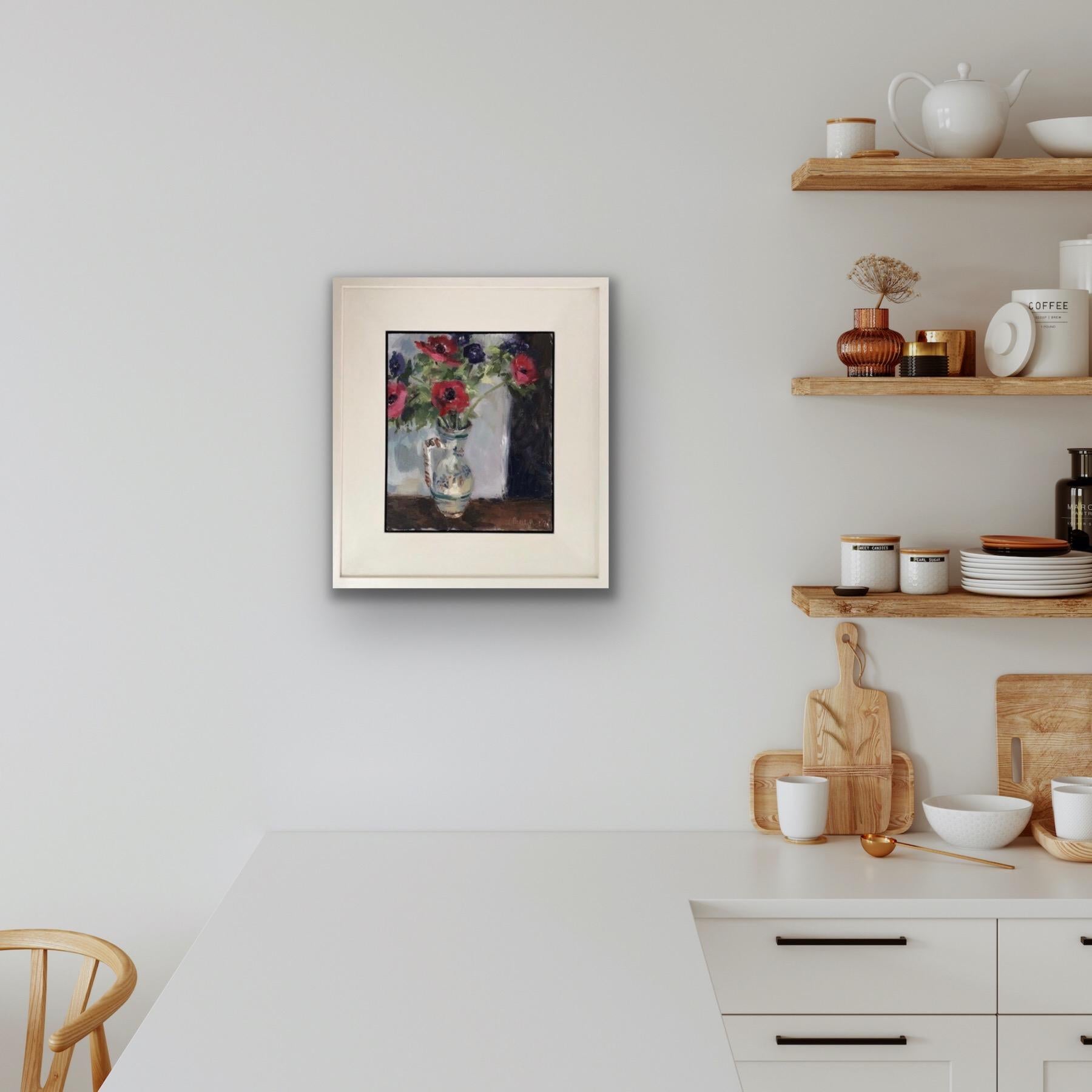 Jarrón de anémonas, Pintura original, Arte interior, Flores, Naturaleza muerta en venta 4