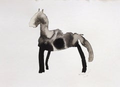  Horsey Horsey by Gabrielle Pool Ink on Paper with Wooden Frame
