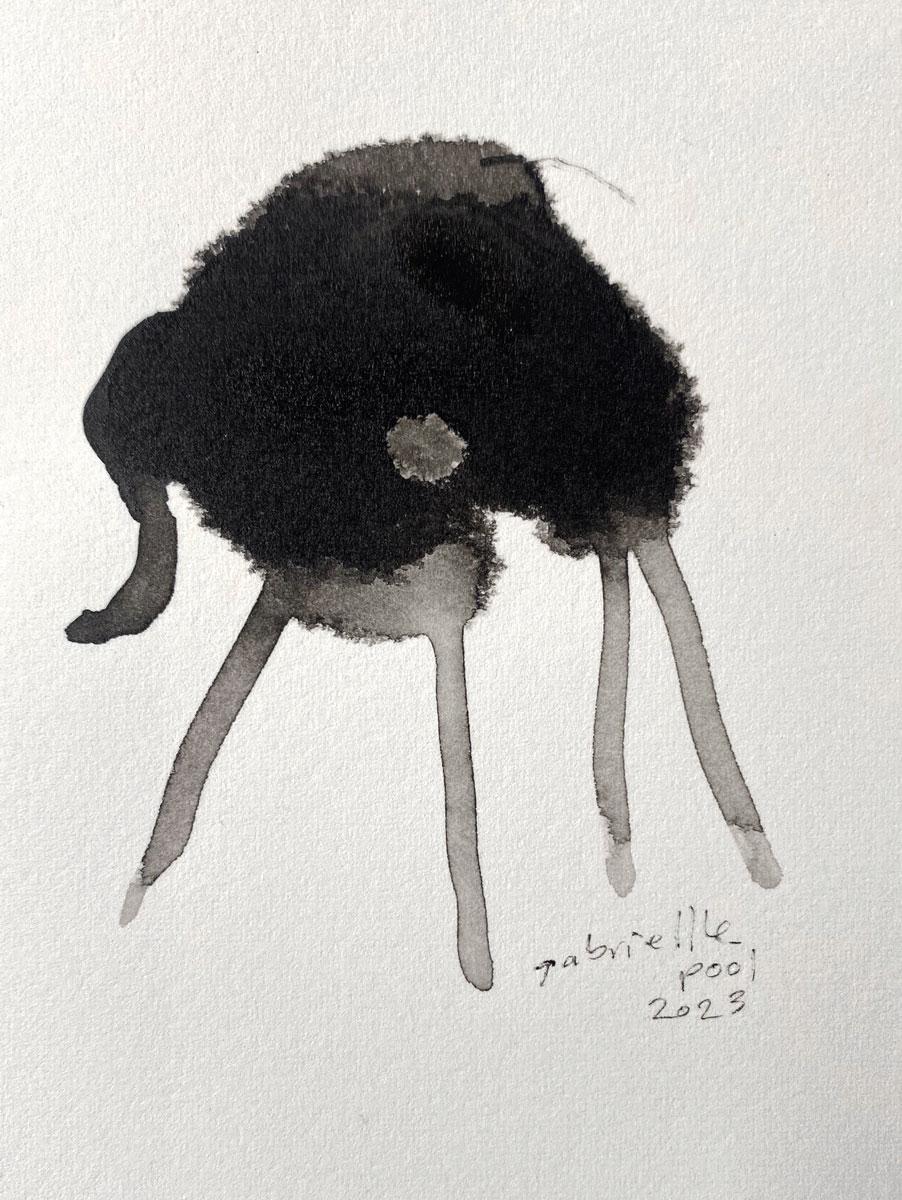 The reunion- Gabielle Pool - Whimsical ink drawing For Sale 2