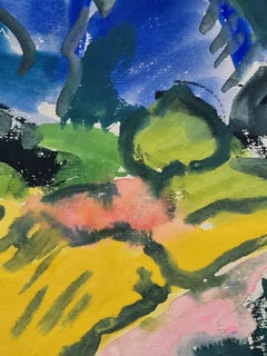 Paisaje fauvista Aguada y acuarela sobre papel, mediados del siglo XX