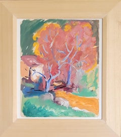 Fauvist Landscape Gouache on Paper, Signed, Mid 20th Century