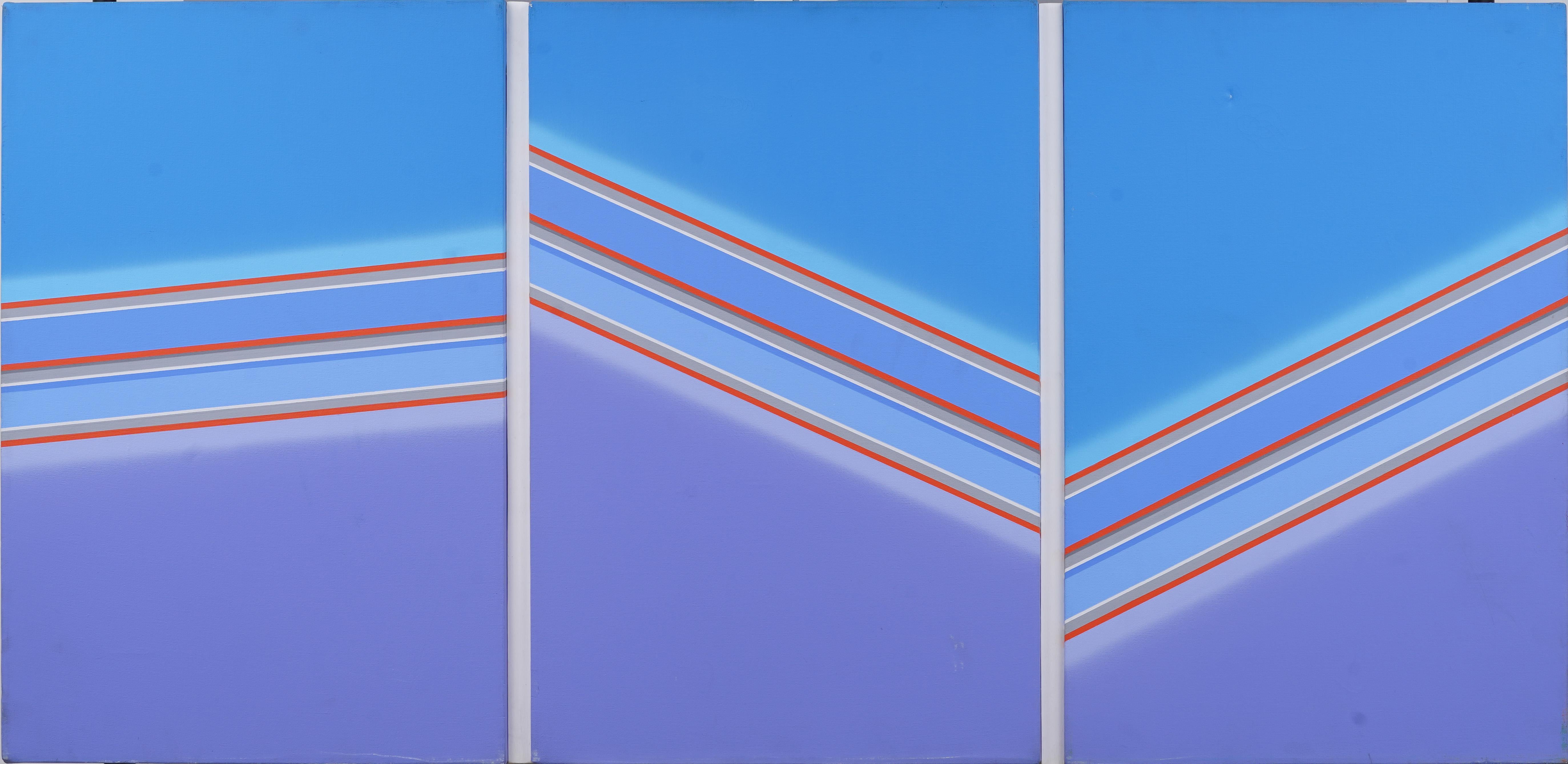 Gran pintura al óleo original femenina modernista geométrica de bordes duros - Painting de Gabrielle Roos