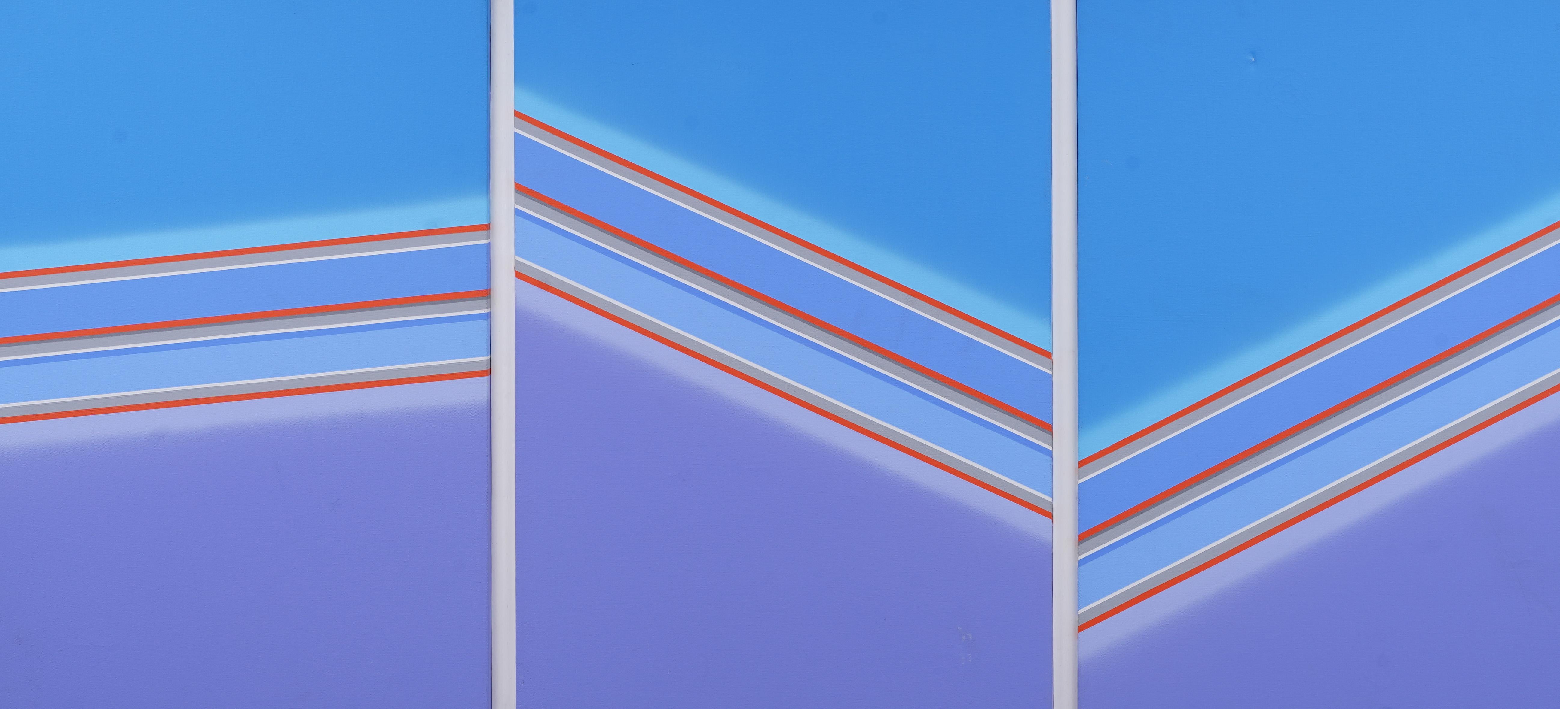 Gran pintura al óleo original femenina modernista geométrica de bordes duros - Painting Borde duro de Gabrielle Roos