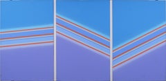 Gran pintura al óleo original femenina modernista geométrica de bordes duros