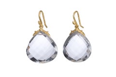 Gabrielle Sanchez Clear Quartz Teardrop 18k Double Seed Earrings