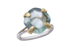 Gabrielle Sanchez Faceted Blue Aquamarine Petal Prong Eye Ring