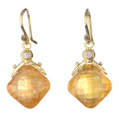 Gabrielle Sanchez Faceted Cushion Spessartite Garnet 18k Dangle Earring
