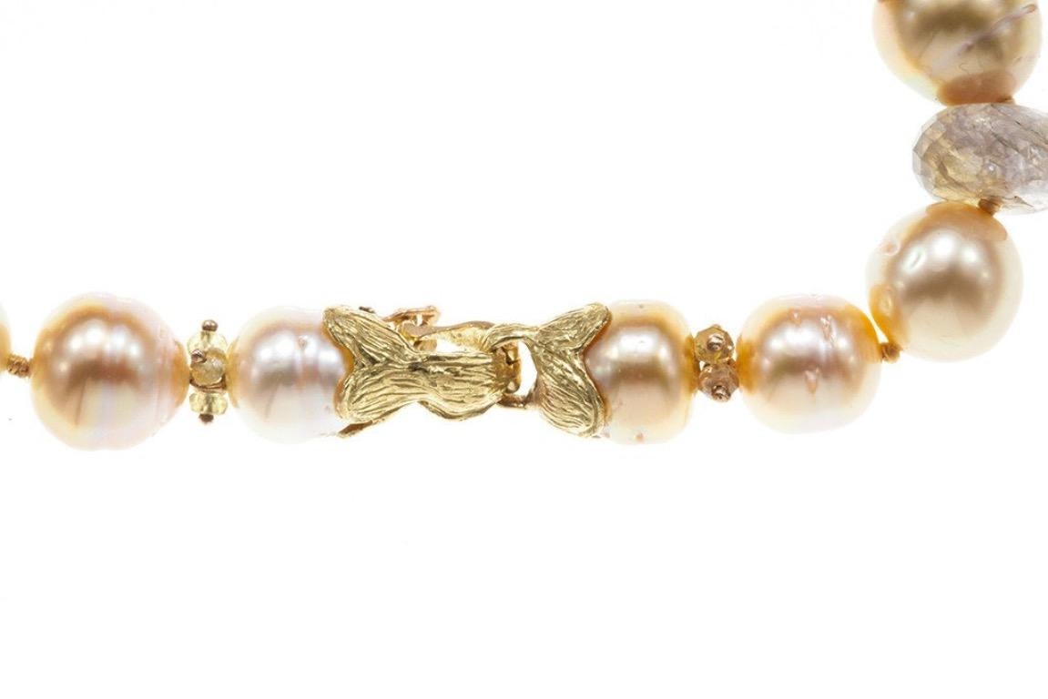 Gabrielle Sanchez Gold and White South Sea Pearl Bracelet In New Condition In new york, NY