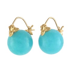 Gabrielle Sanchez Boucles d'oreilles Flyer en amazonite lisse 18k