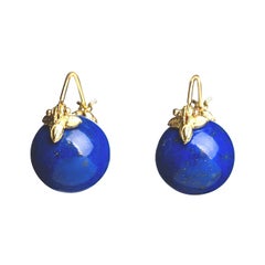 Gabrielle Sanchez, Smooth Round Lapis Lazuli Flyer Earrings