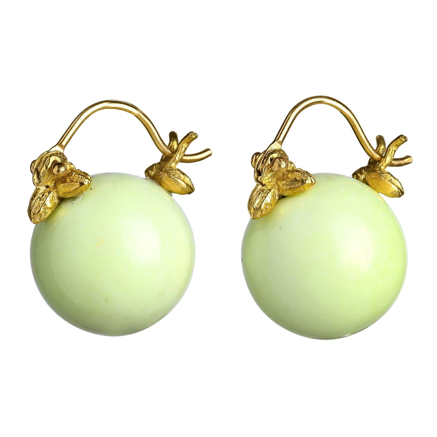 Gabrielle Sanchez Smooth Round Lemon Chrysoprase Flyer Earrings