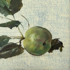 Peinture à l'huile - Nature morte figurative réaliste en forme de brindilles de pomme - Art polonais