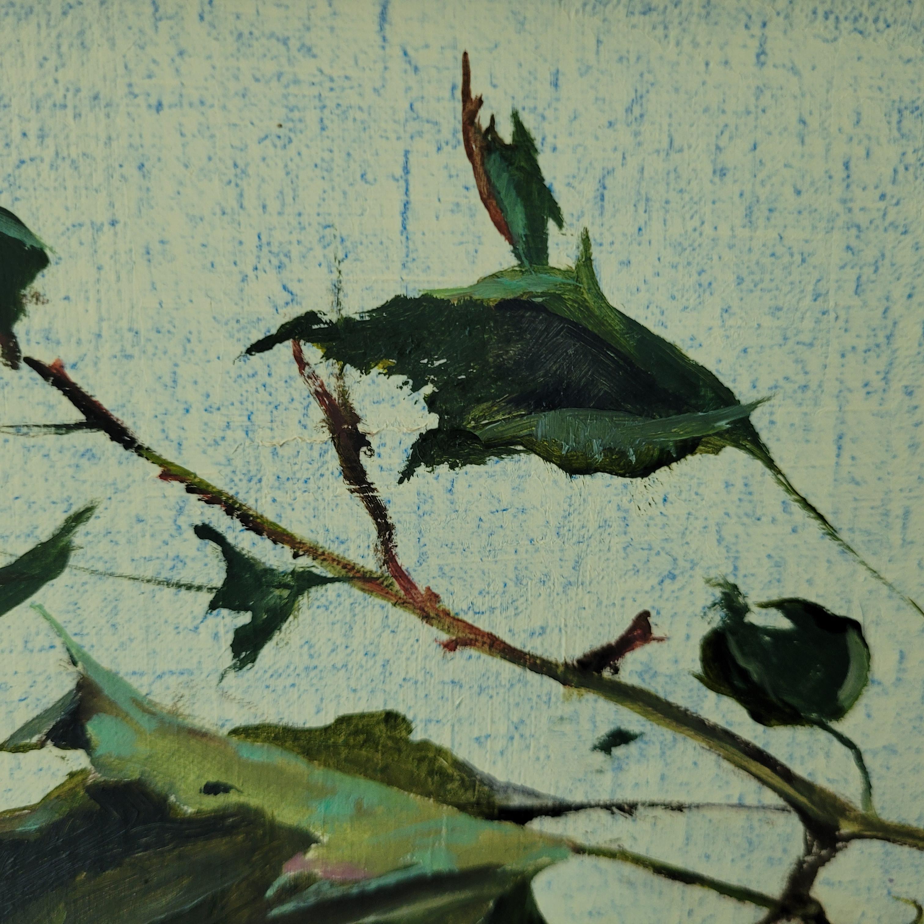 Ramita de manzano- Bodegón figurativo realista Pintura al óleo, arte polaco 1