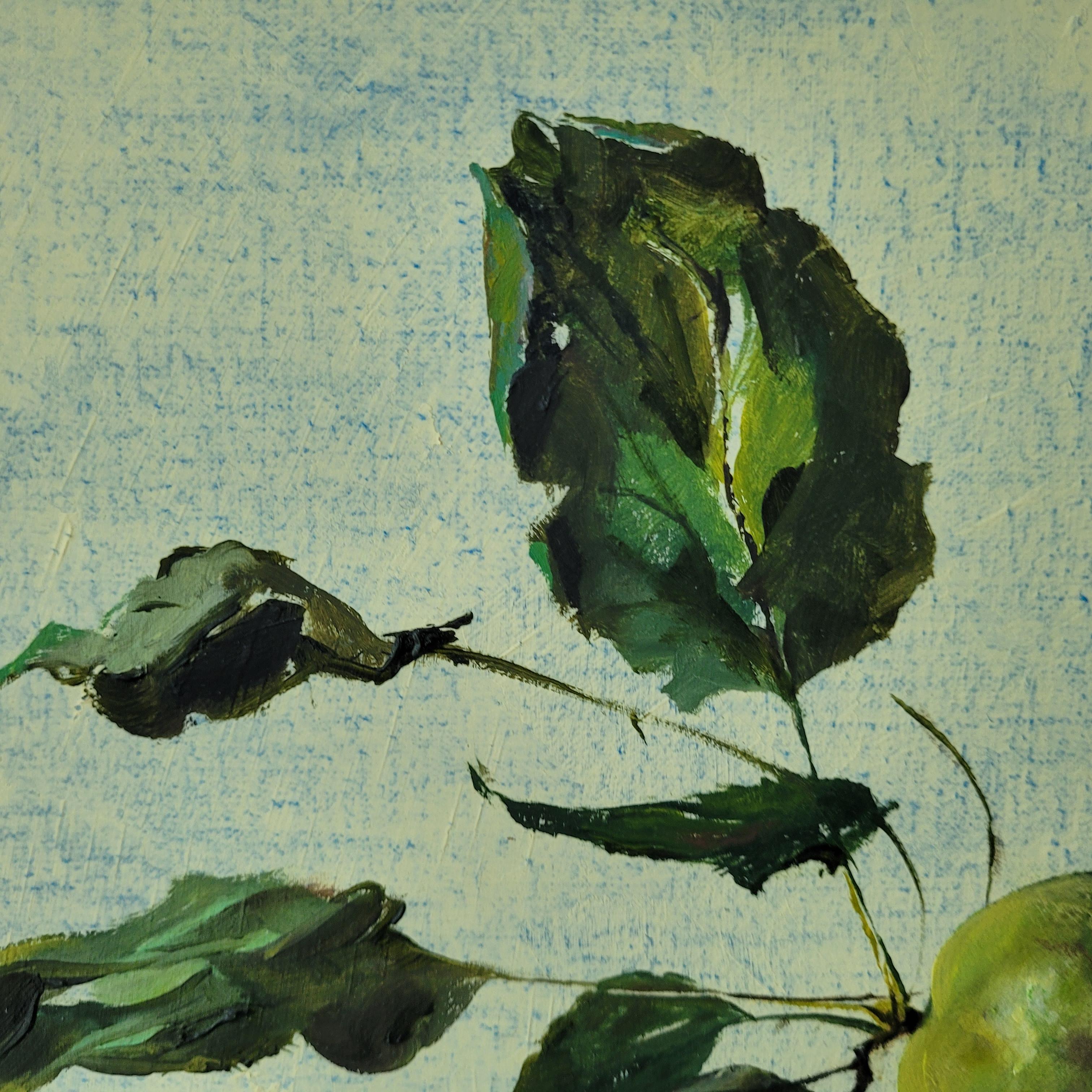 Ramita de manzano- Bodegón figurativo realista Pintura al óleo, arte polaco 3