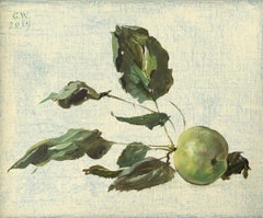 Apple tree twig- Realistic Figurative Still life Oil Painting, Polish art