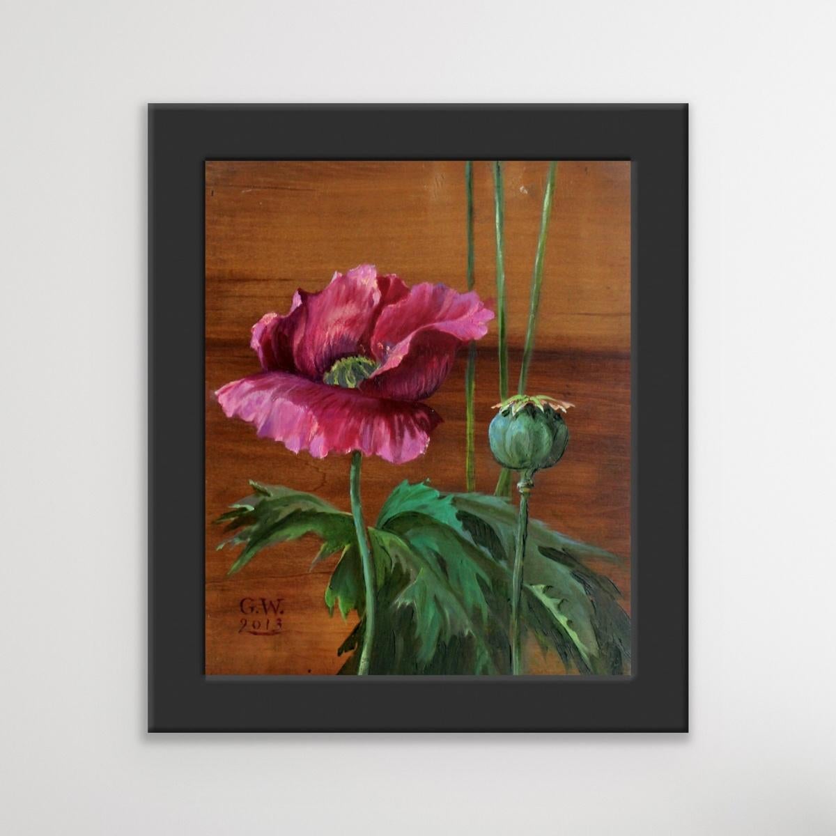 poppy flower acrylic painting