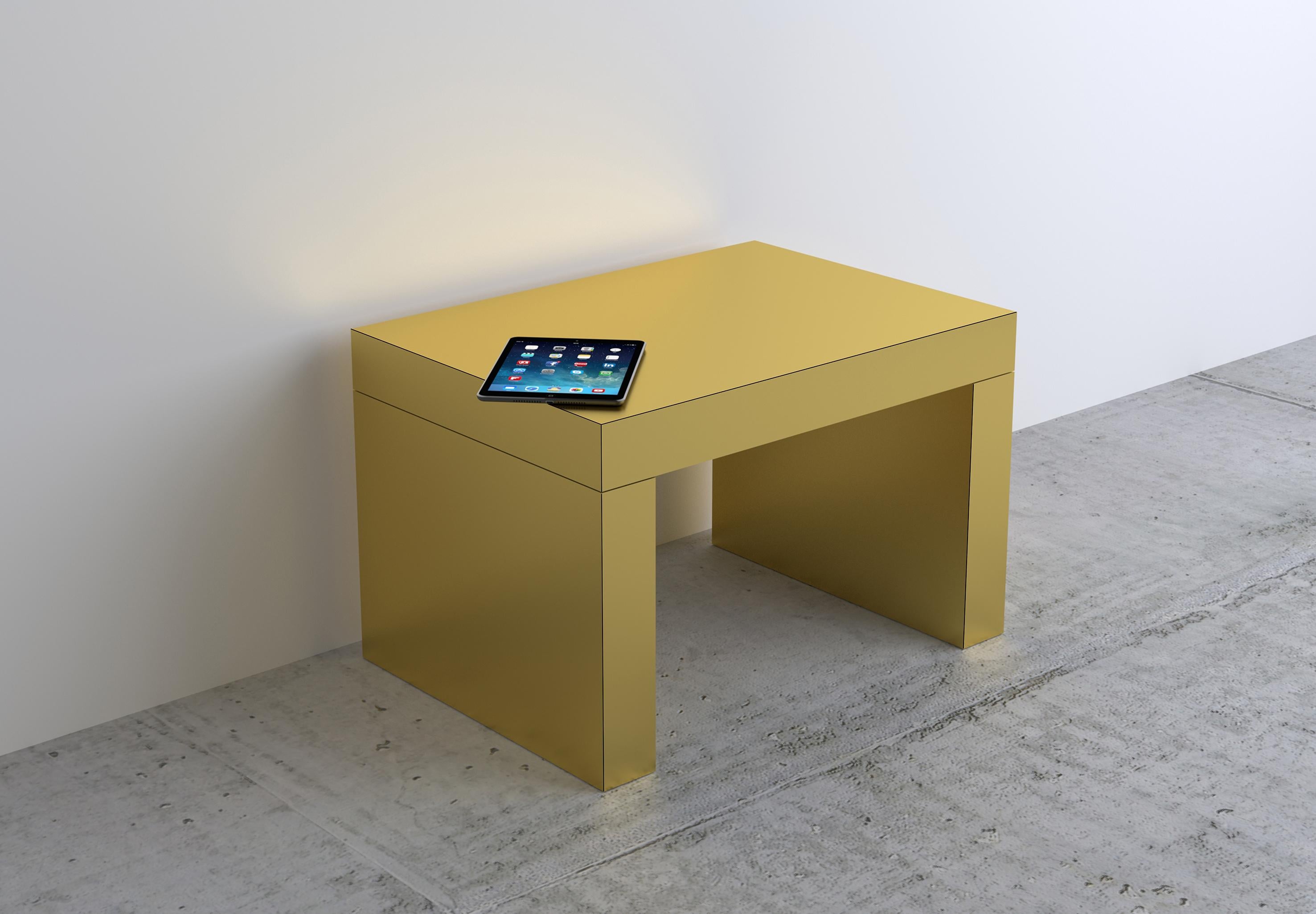 Other Contemporary Bench/Coffee Table Brushed Gold Gaby Aluminium by Chapel Petrassi For Sale