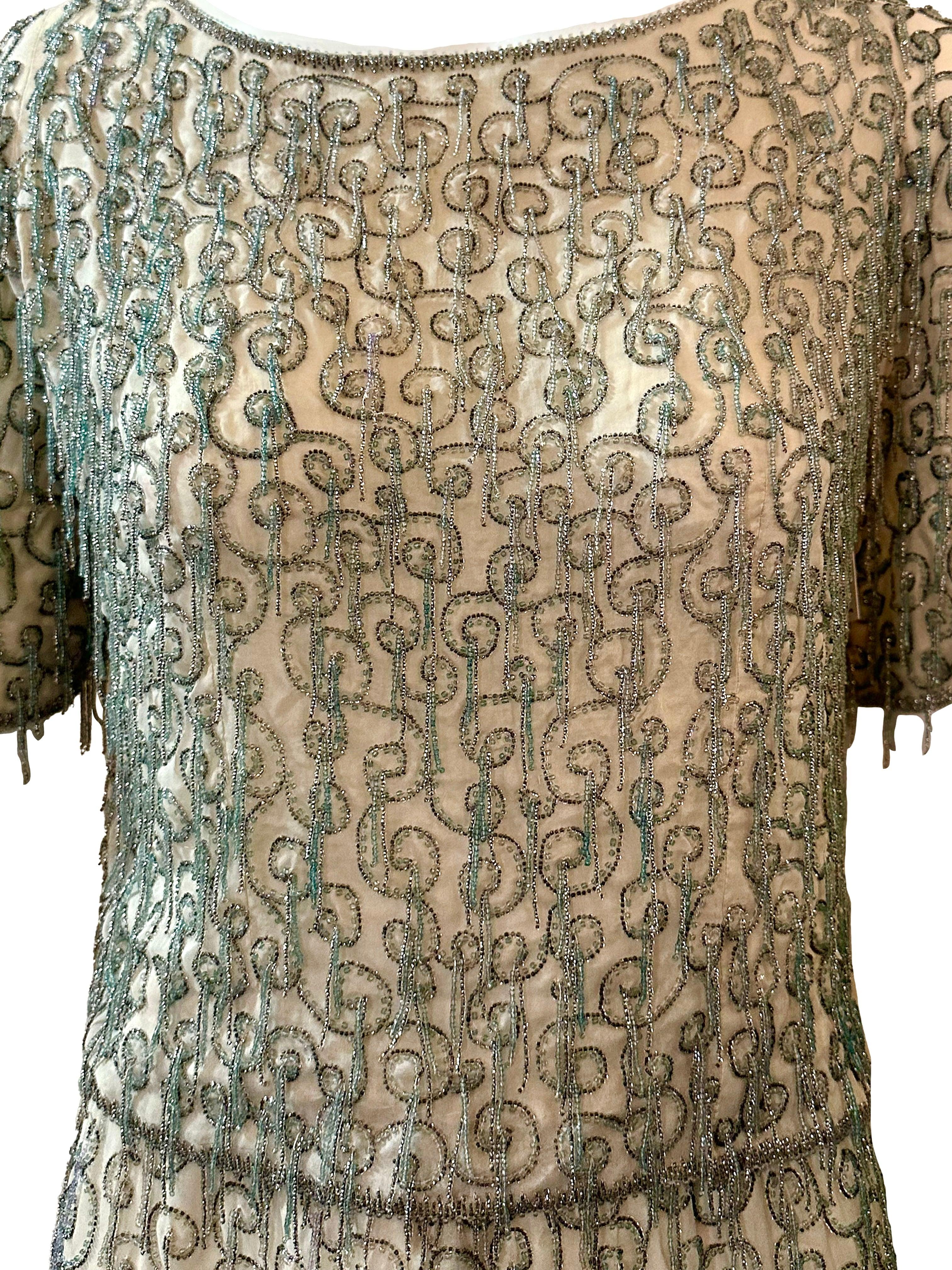 Gray Gaby of Espana Two Piece Beaded Evening Ensemble, 1960s For Sale