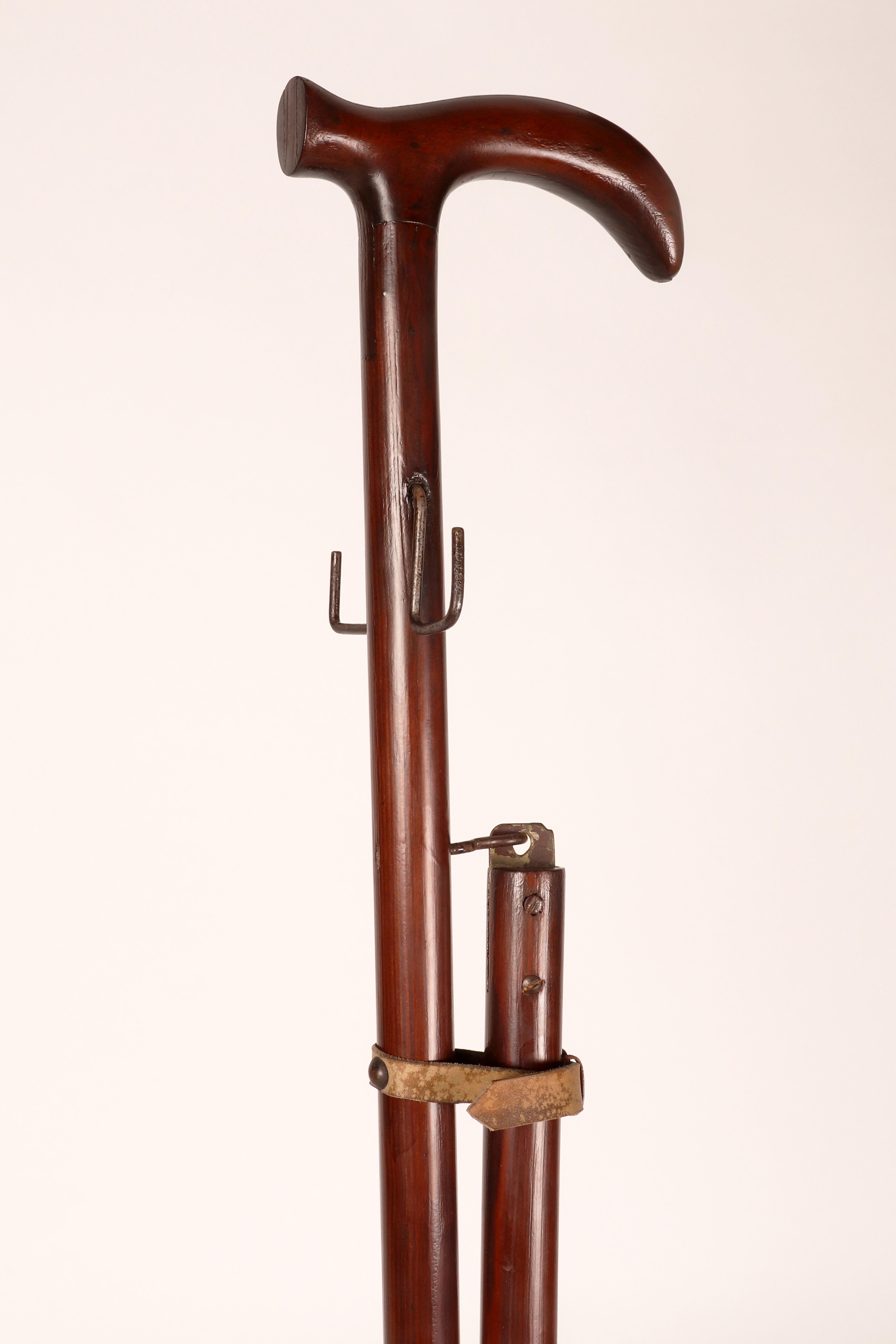 Gadget-system walking stick with bag holder function, Marktroller, Germany, 1920 In Good Condition For Sale In Milan, IT