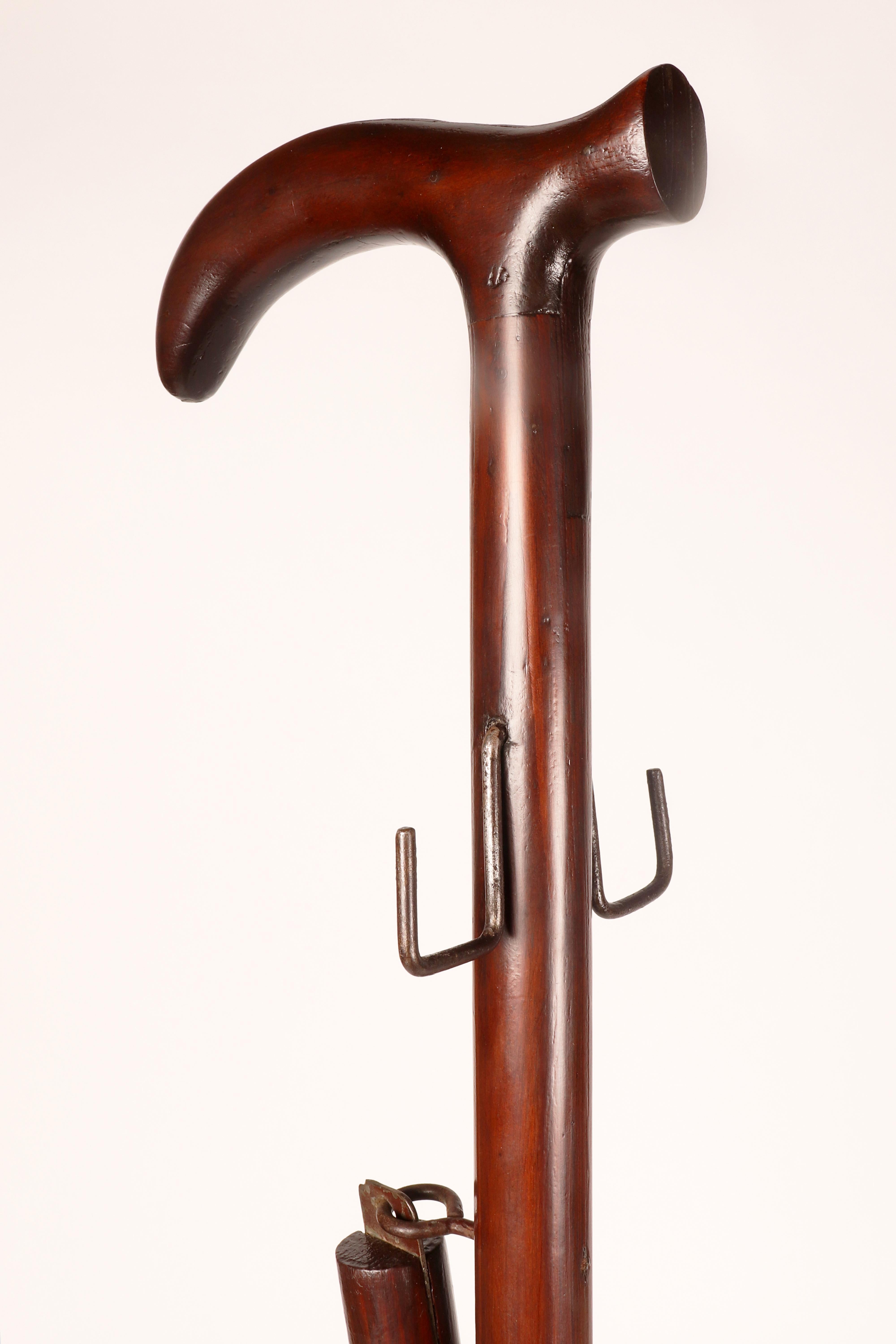 Iron Gadget-system walking stick with bag holder function, Marktroller, Germany, 1920 For Sale