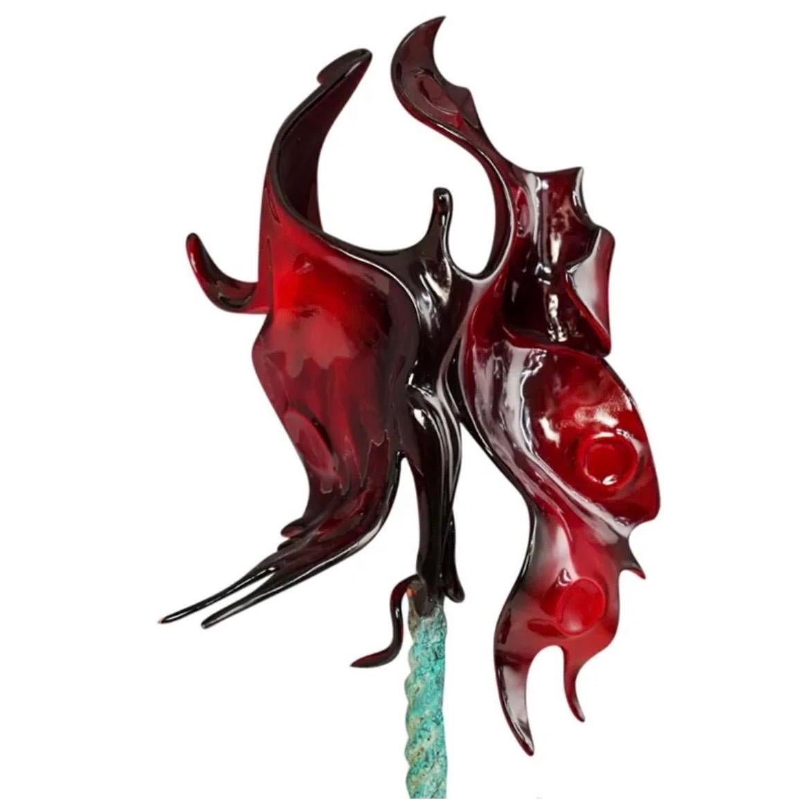 Large Abstract Angels / Butterflies Israeli Contemporary Bronze Enamel Sculpture 2