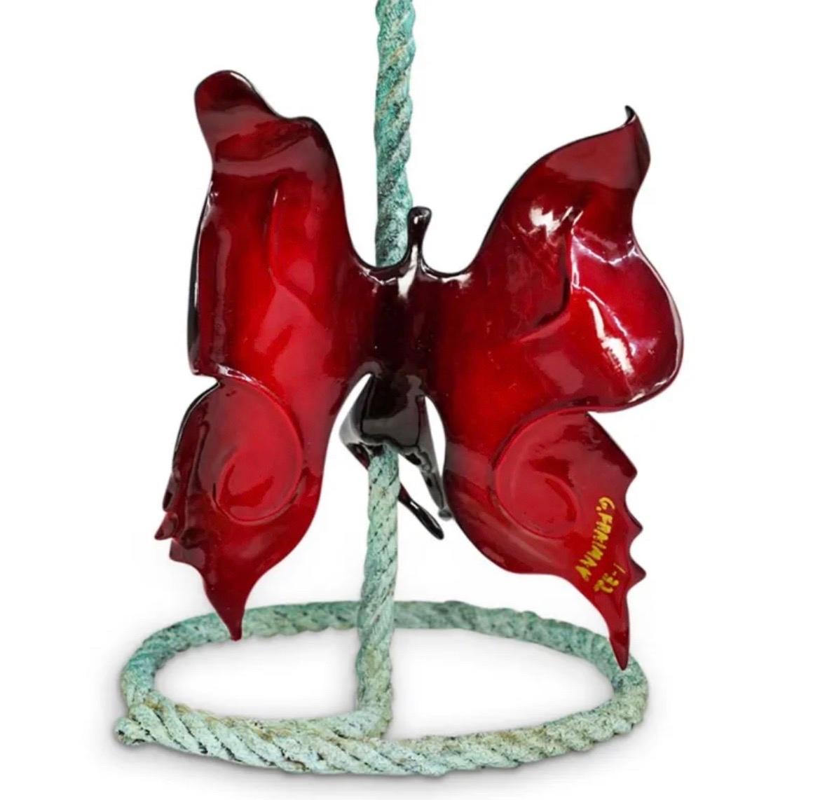Large Abstract Angels Butterflies Israeli Contemporary Bronze Enameled Sculpture For Sale 1