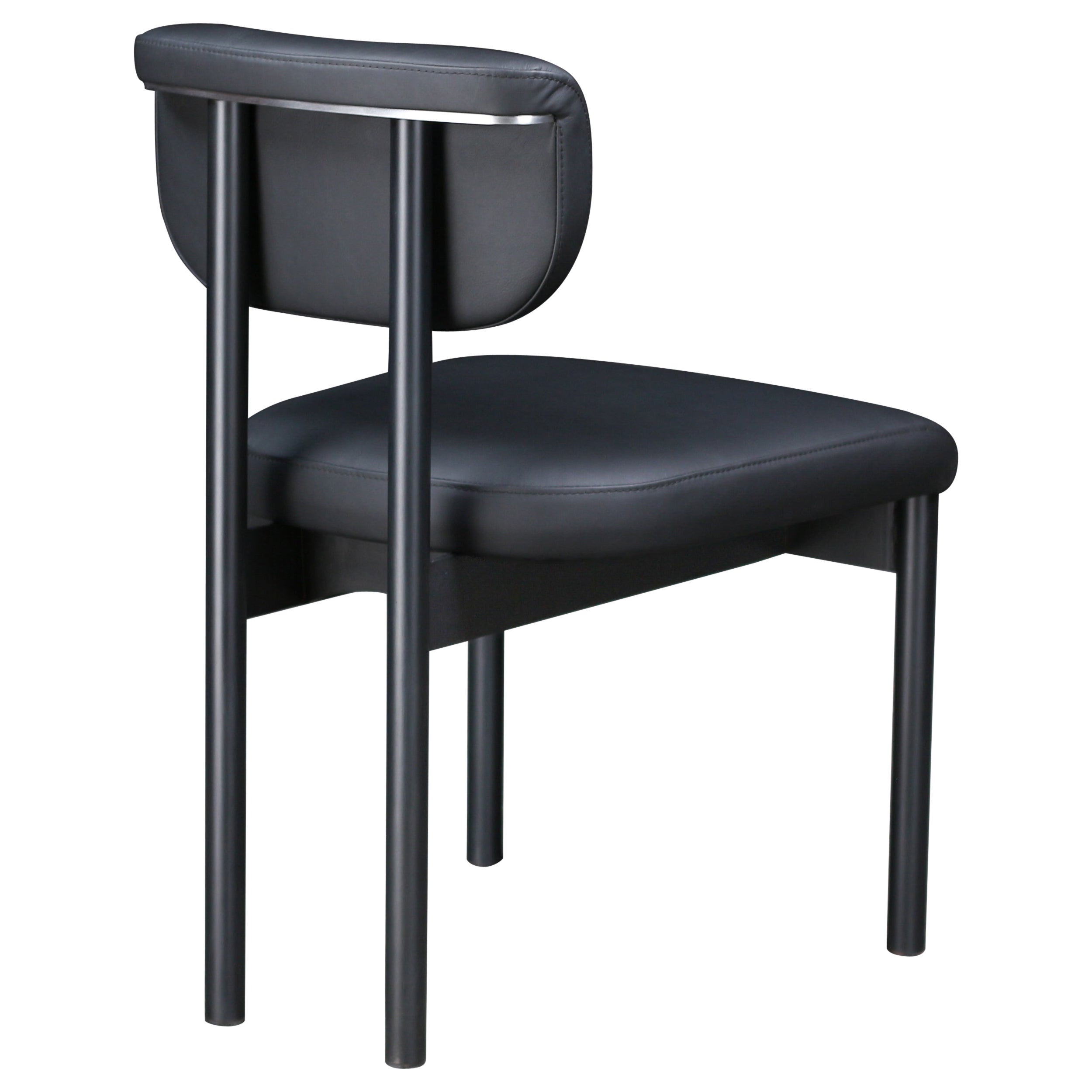 Gadot-Stuhl von AMBROZIA, schwarzes Nappa-Leder, geschwärzter Stahl und satiniertes Nickel