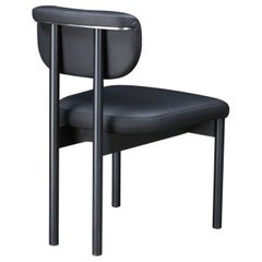 Gadot Chair by AMBROZIA, cuir nappa noir, acier noirci et nickel satiné