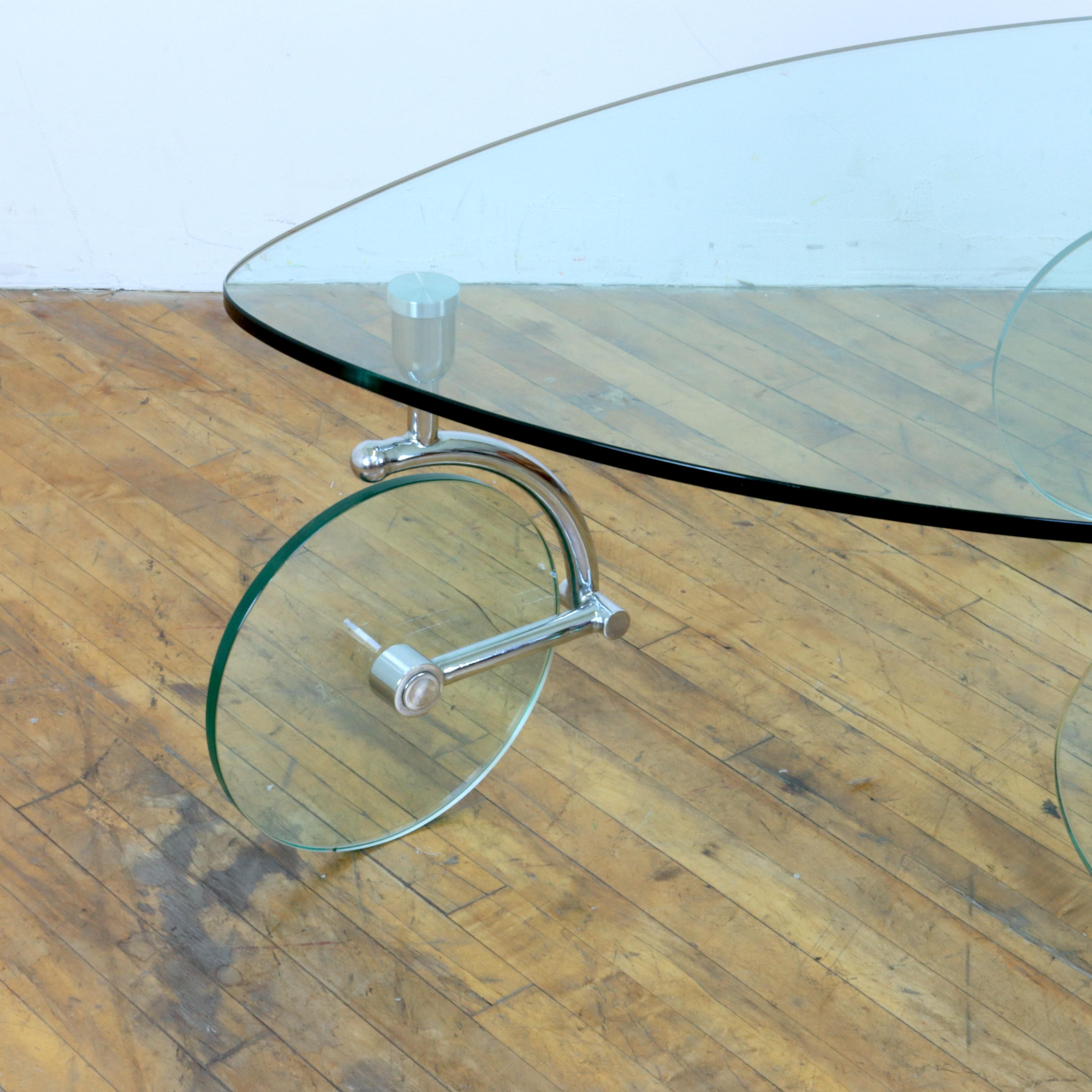 Italian Glass Coffee Table After Gae Aulenti  For Sale