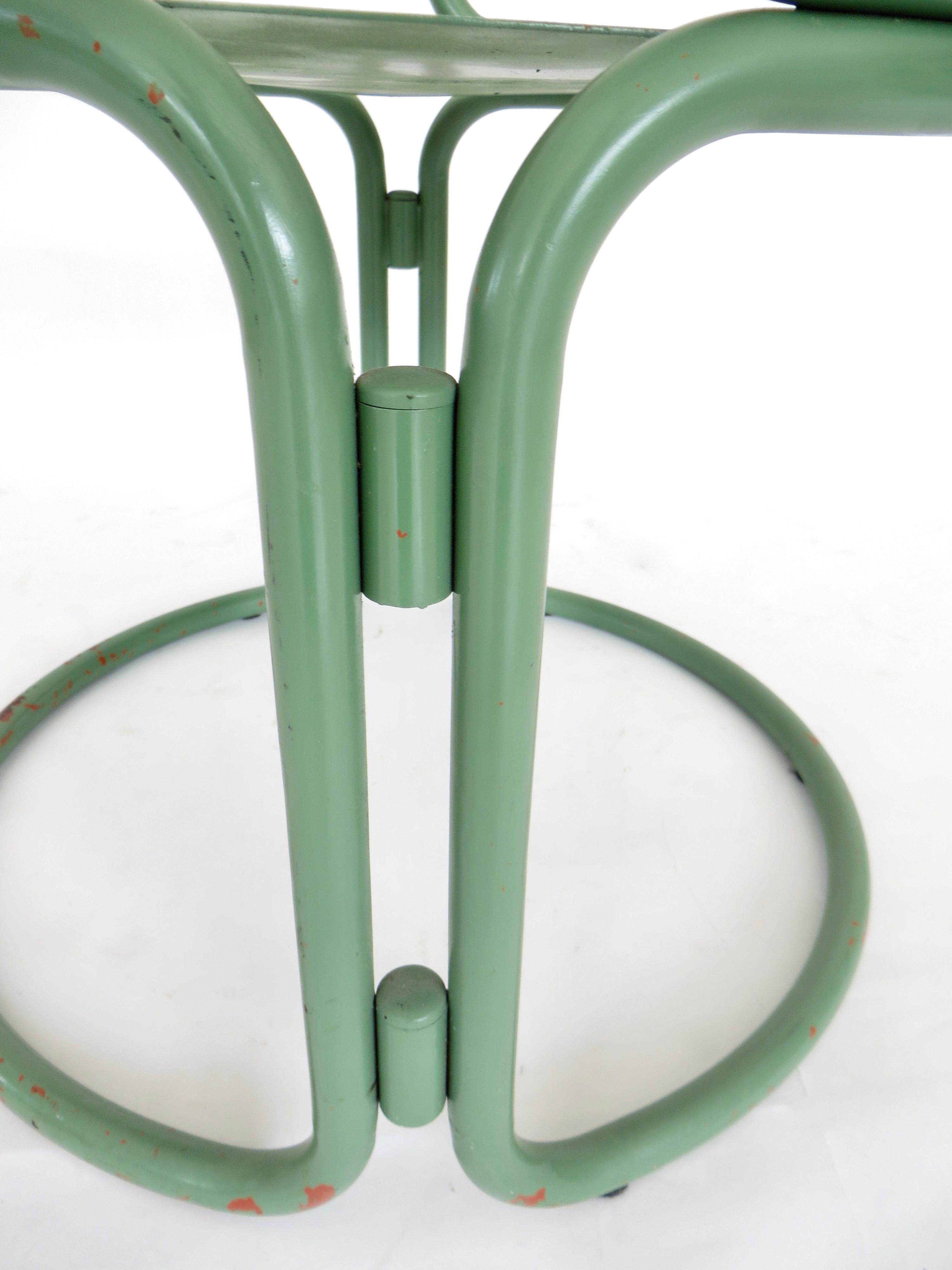 Gae Aulenti Attributed Locus Solus Style Italian Tubular Metal Green Side Chair 5