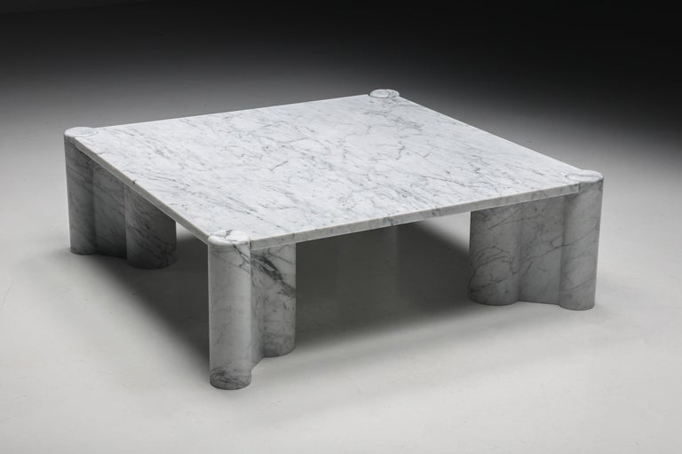 Gae Aulenti; Carrara Marble; Jumbo; Coffee Table; Knoll; Italian Design; Italy; Mid-Century Modern; Side Table; Collectible Design; Collectors Item; 

Italian Carrara marble “Jumbo” coffee table with column legs, designed by Gae Aulenti for Knoll in