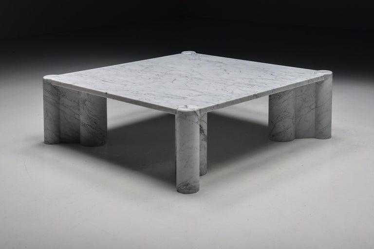 Italian Gae Aulenti Carrara Marble Jumbo Coffee Table for Knoll, 1965
