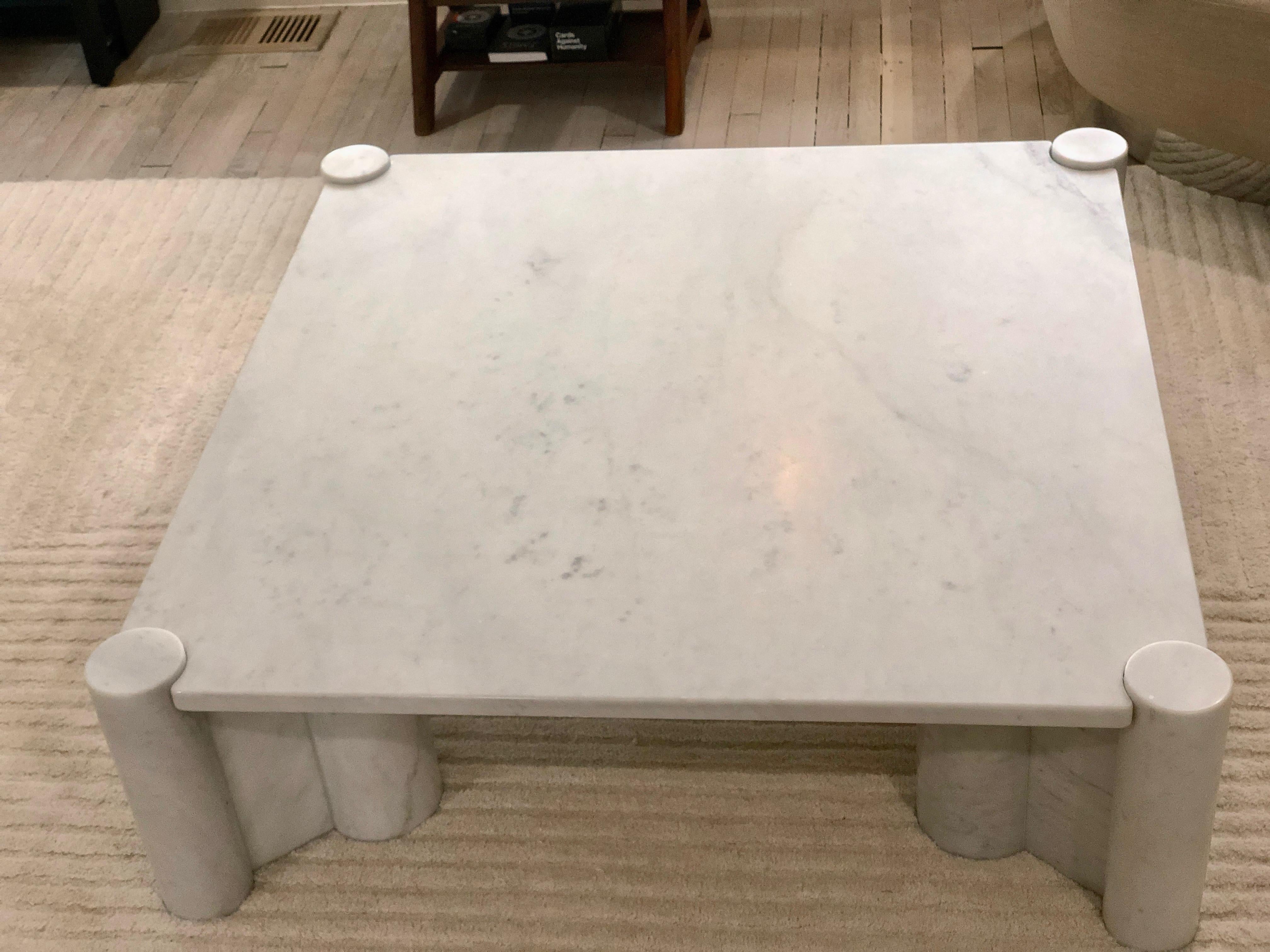 Gae Aulenti Jumbo Carrara Marble Table In Good Condition In Los Angeles, CA