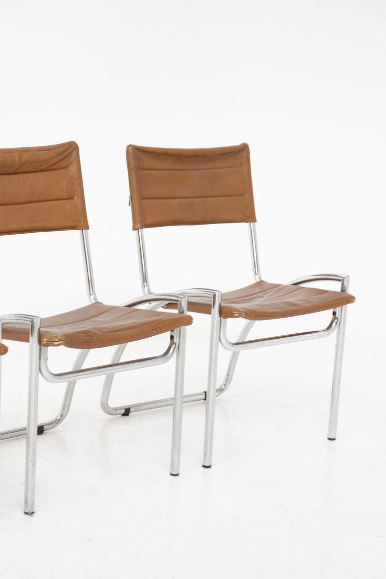 Italian Gae Aulenti Chairs by Elam Model Lira Set of Four, Published For Sale