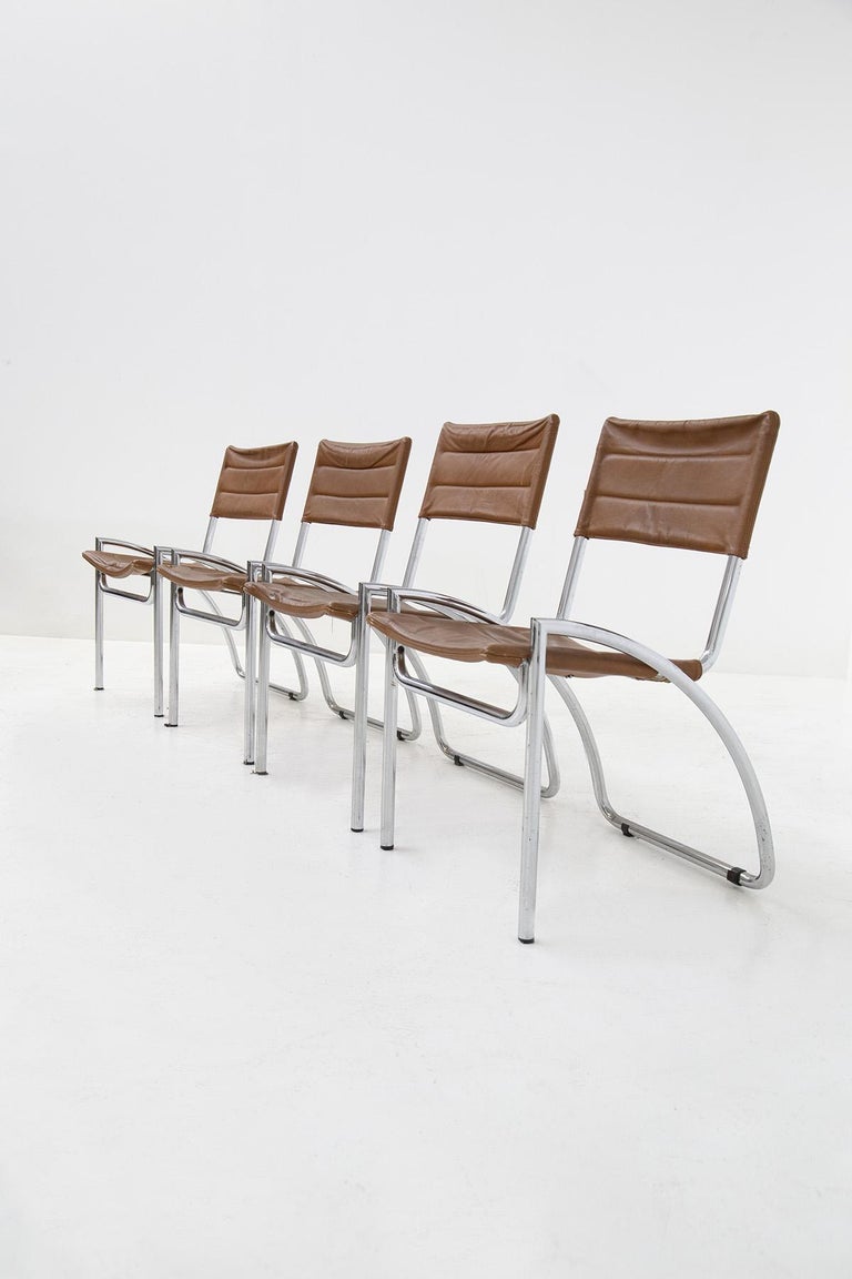 Late 20th Century Gae Aulenti Chairs by Elam Model Lira Set of Four, Published For Sale
