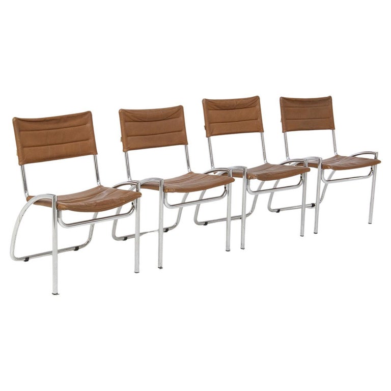 Gae Aulenti Chairs by Elam Model Lira Set of Four, Published For Sale