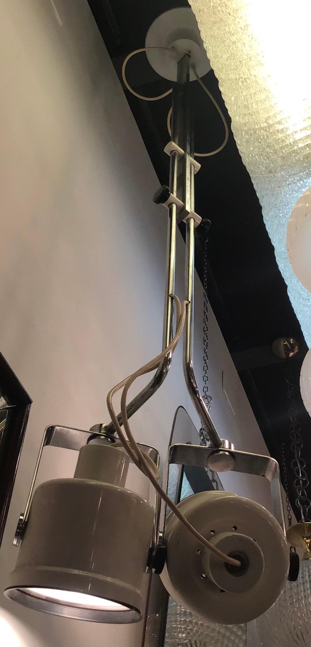 STILNOVO - Chandelier Crome Metal Crome Glass, 1960, Italy For Sale 1
