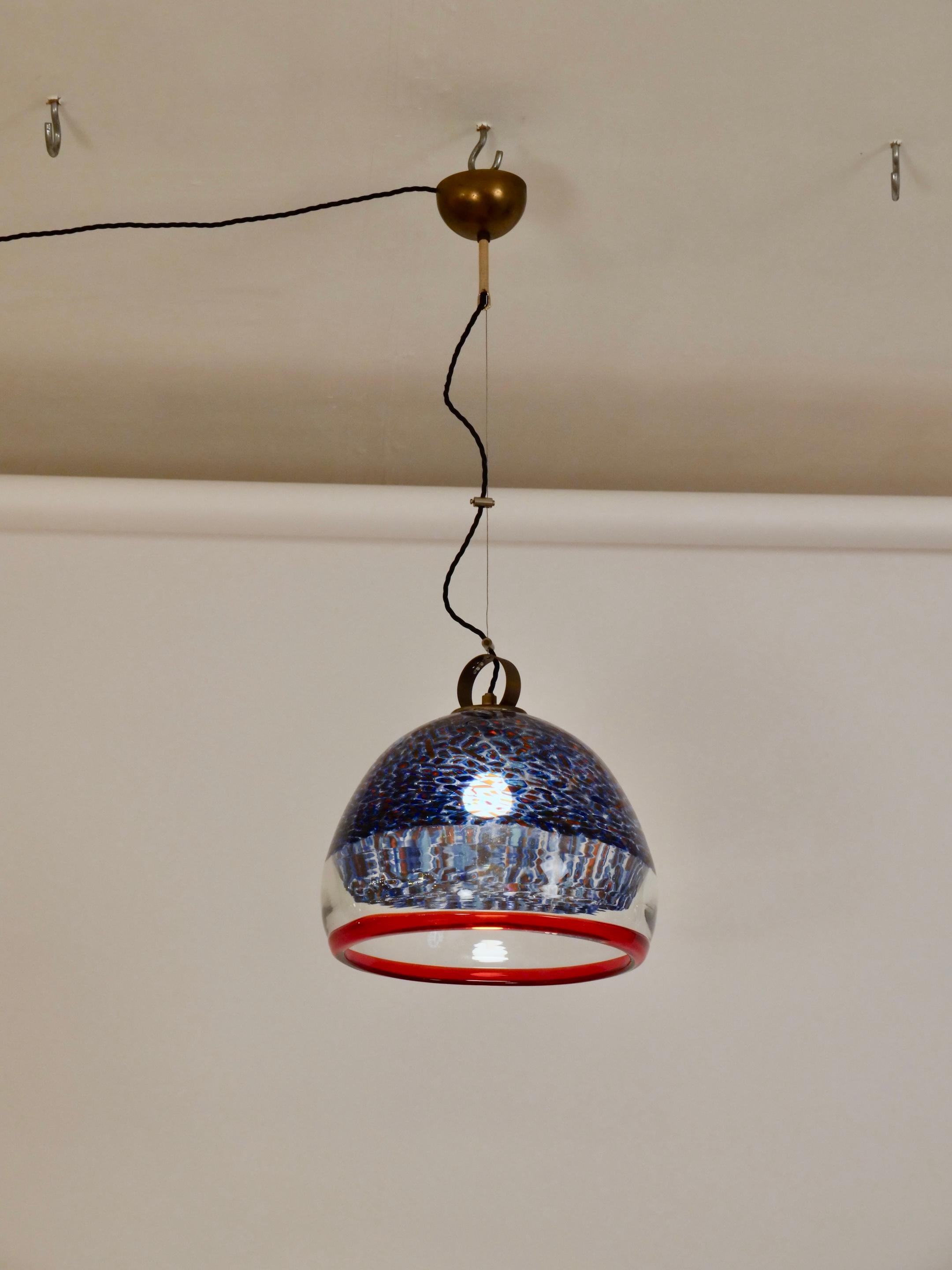 Mid-Century Modern Gae Aulenti chandelier 'Neverrino' Murano glass for Vistosi Italy c1960 For Sale